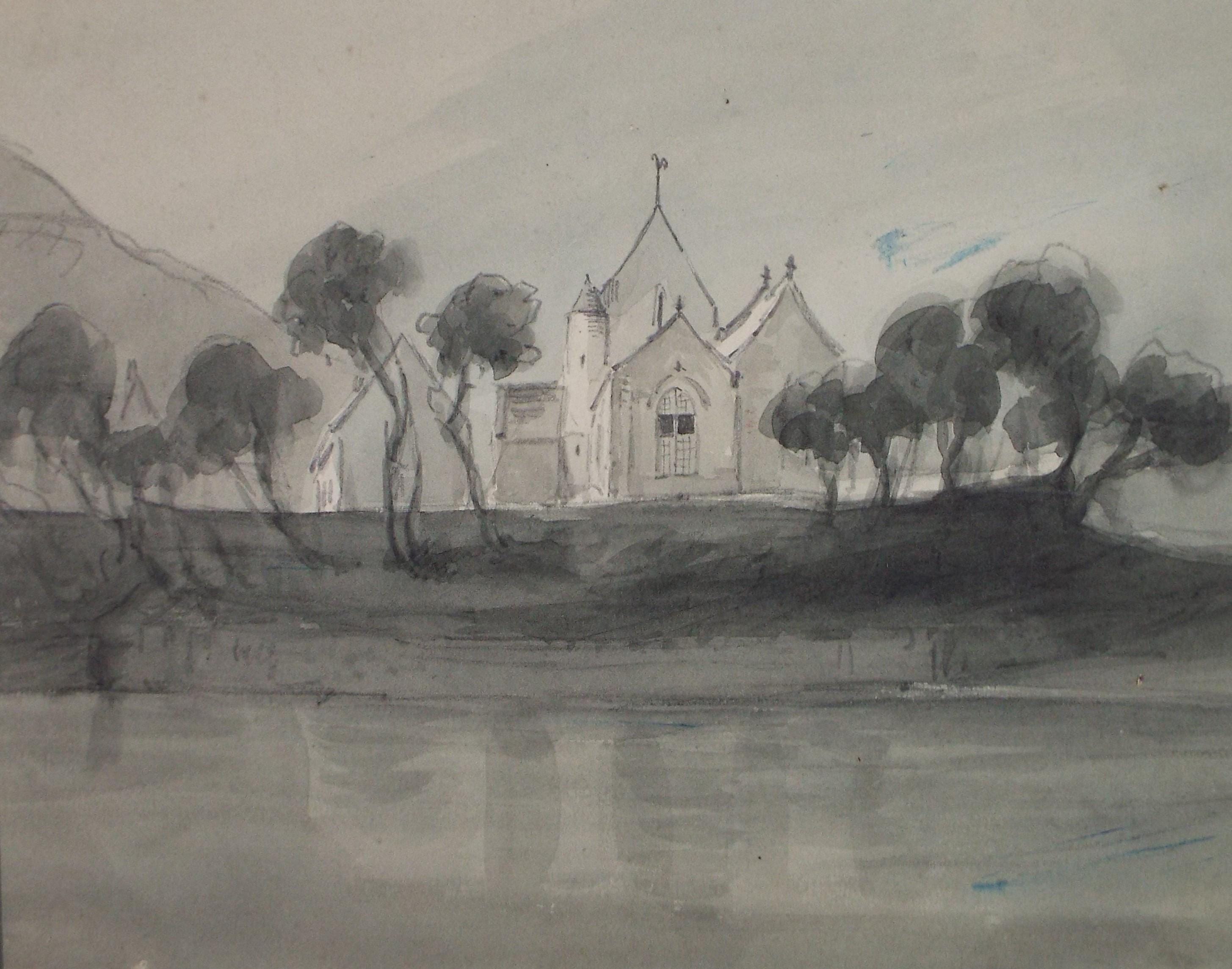 Original Watercolour, 'St Brelade's Church', Early 20th Century, Unknown Artist