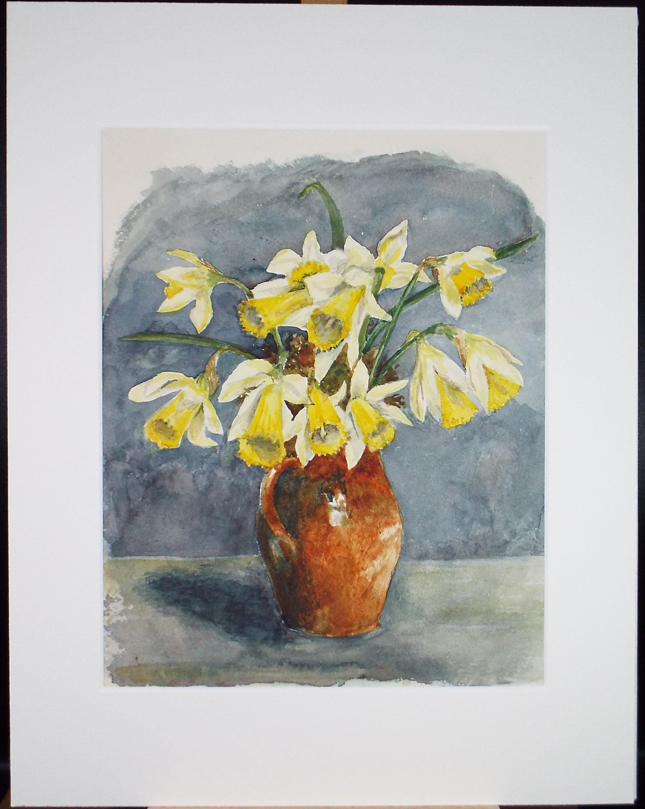 Original Watercolour, 'Still life of Narcissi', Mid 20th Century, unknown artist