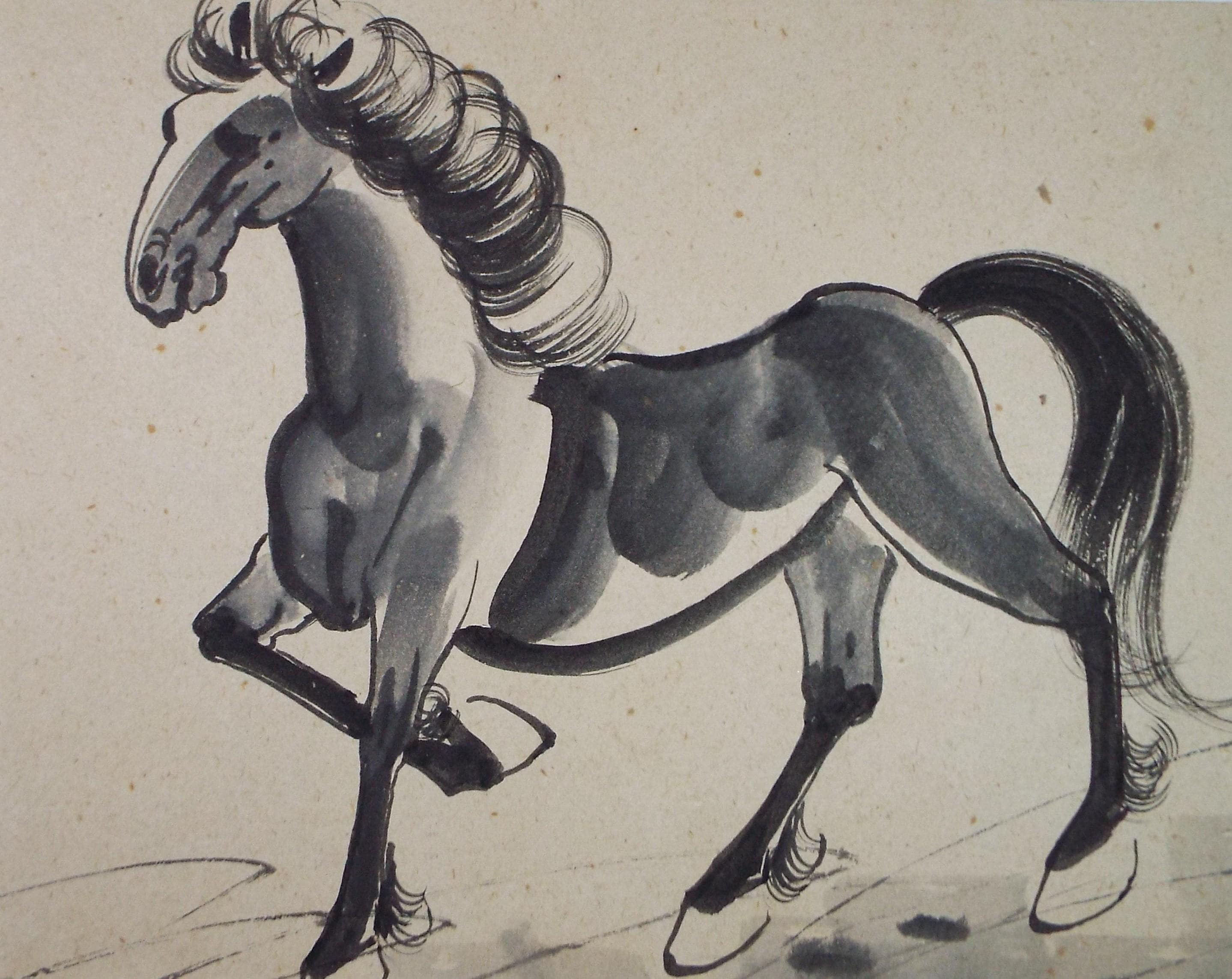 Original Ink & wash,'- Horse Study', Circa 1970's