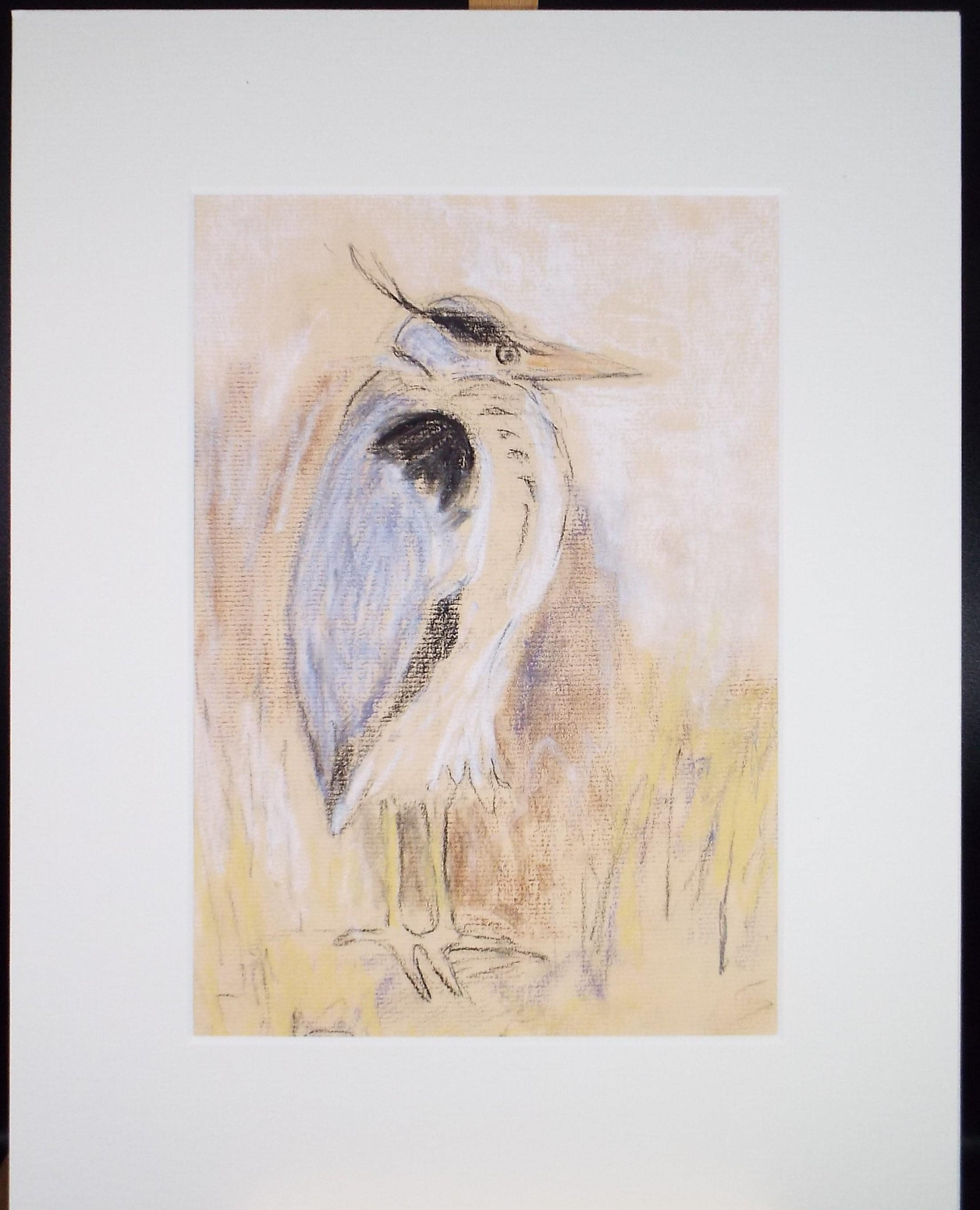 Original Pastel 'Heron Study', Circa 1980's, Artist Unknown