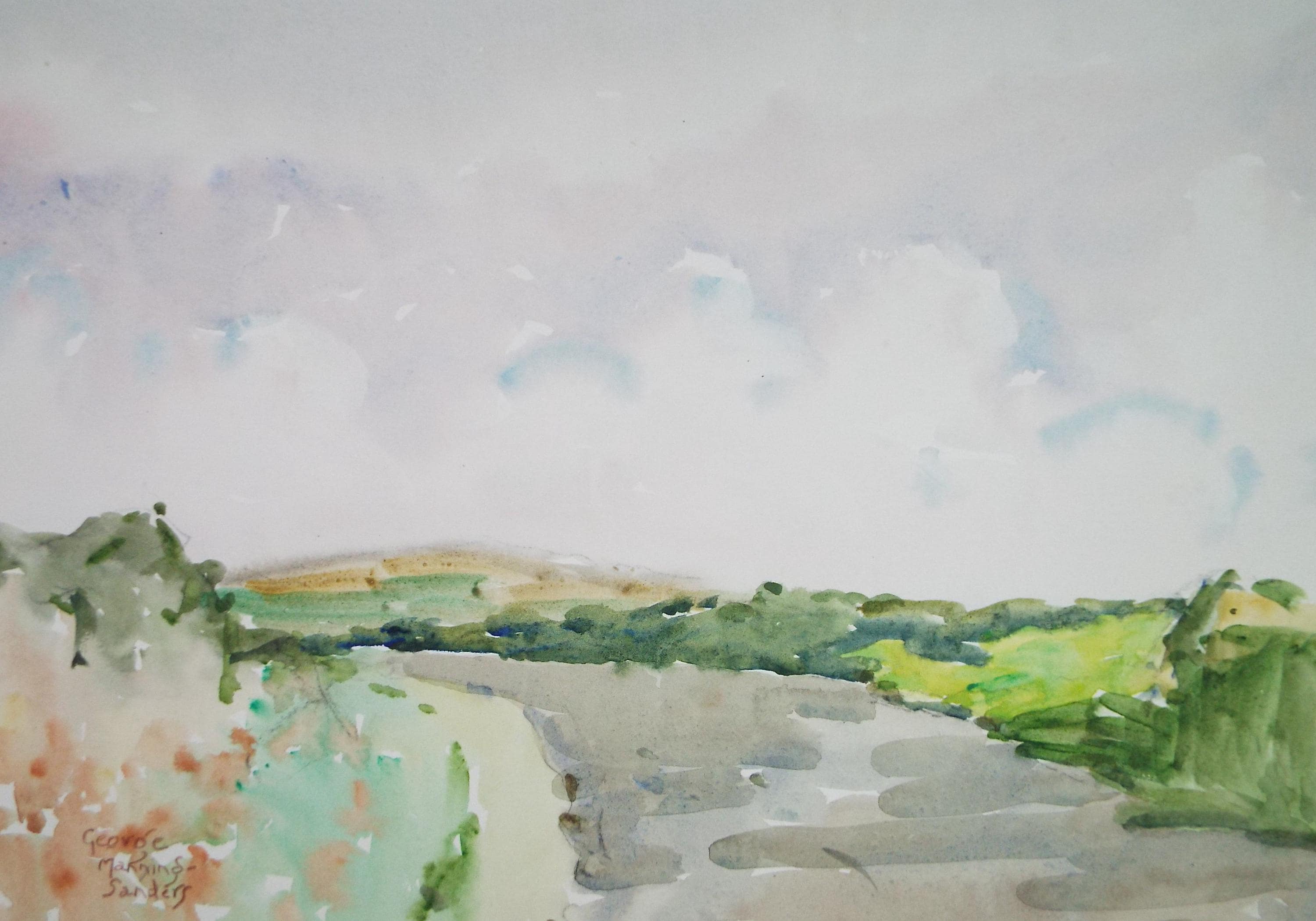Original Watercolour, 'Cornish Landscape View', Circa 1950's , George Manning-Sanders (1881-1953)