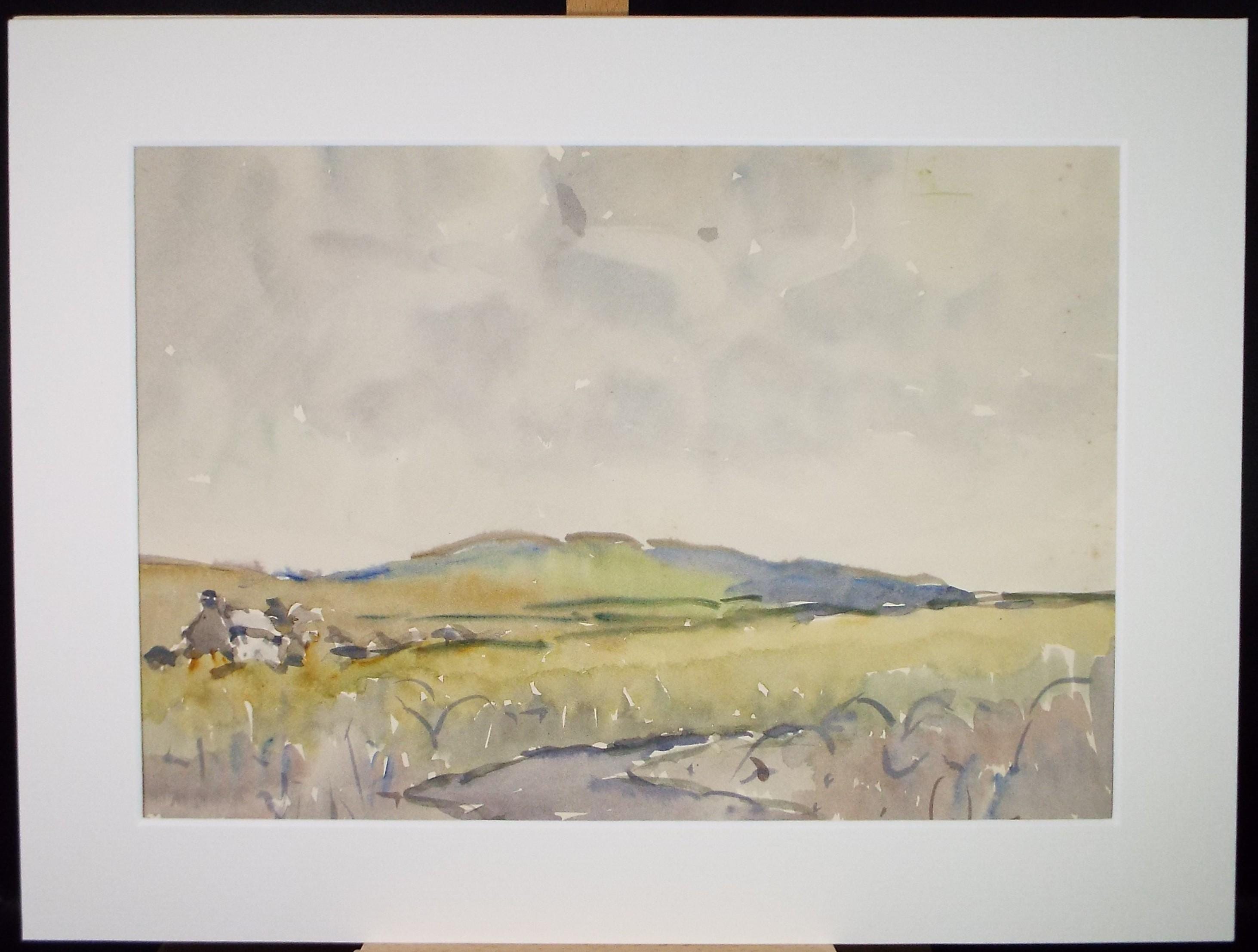 Original Watercolour, 'Cornish Landscape View', Circa 1950's , George Manning-Sanders (1881-1953)