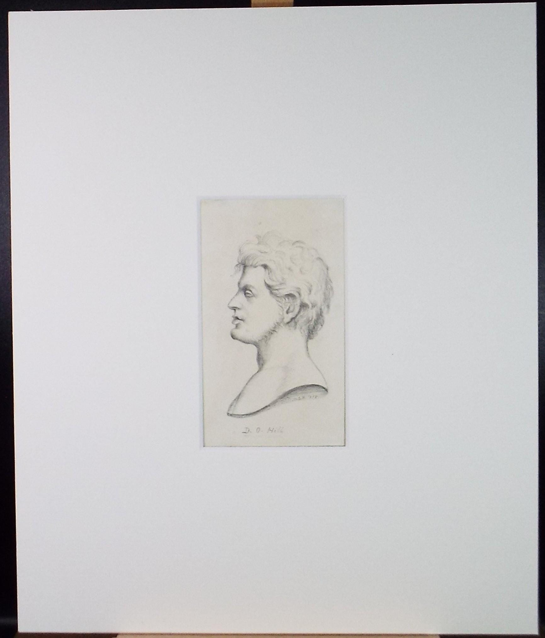 Original pencil Sketch,'Portrait of a man in profile',dated 1858