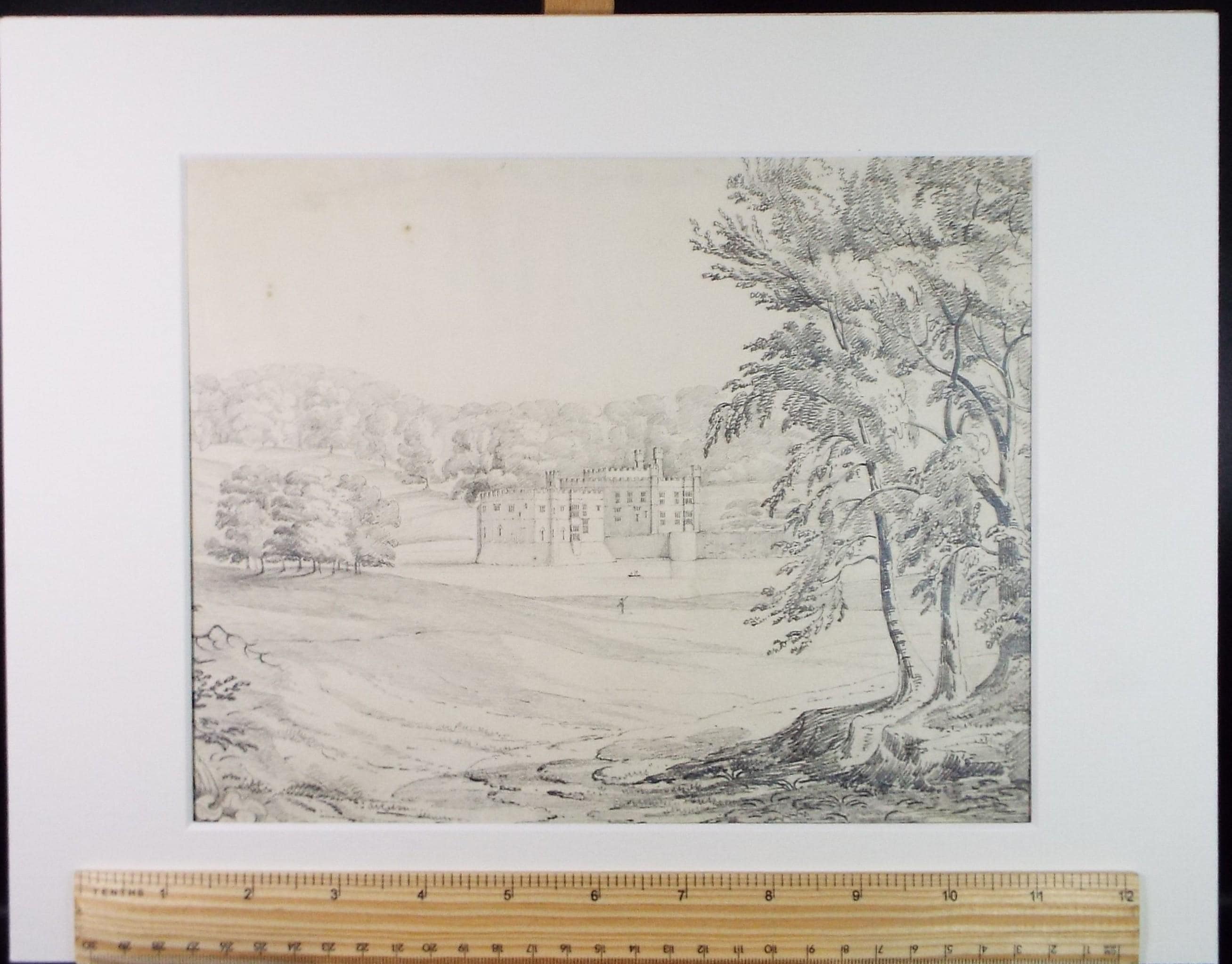 Original Pencil Drawing, 'Leeds Castle', Late 19th Century