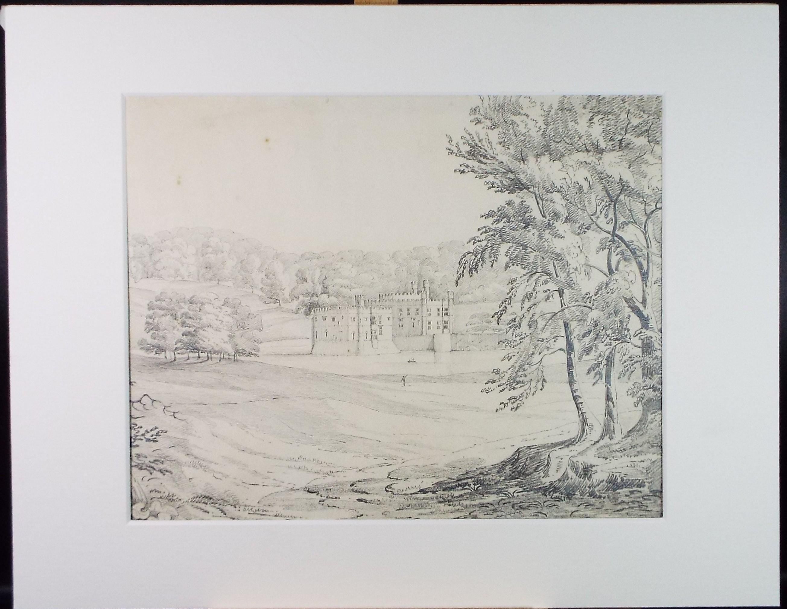 Original Pencil Drawing, 'Leeds Castle', Late 19th Century