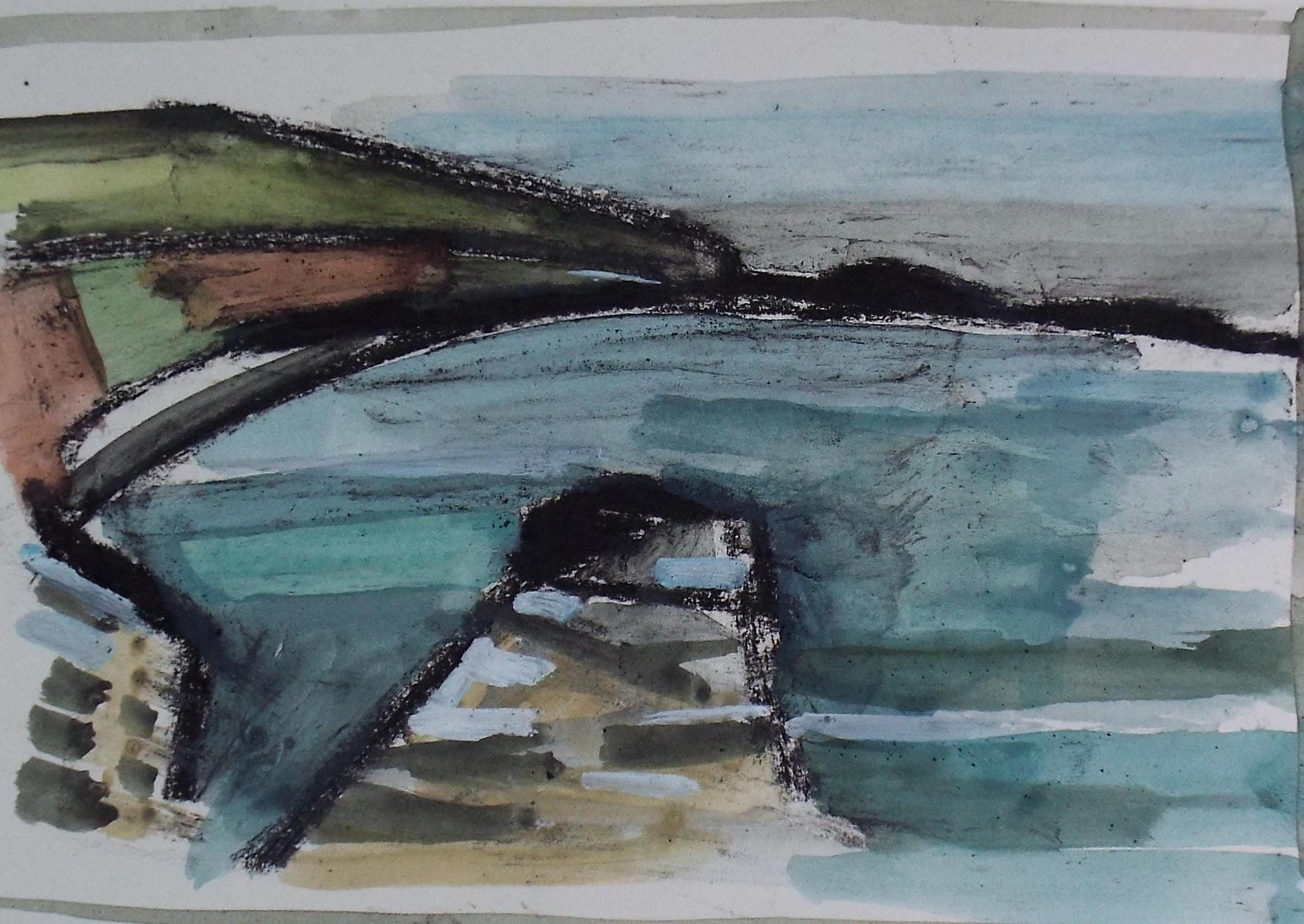 Original Watercolour , 'Coastal Abstract', Graham Benton RBSA (1934-2022), Circa 1990's