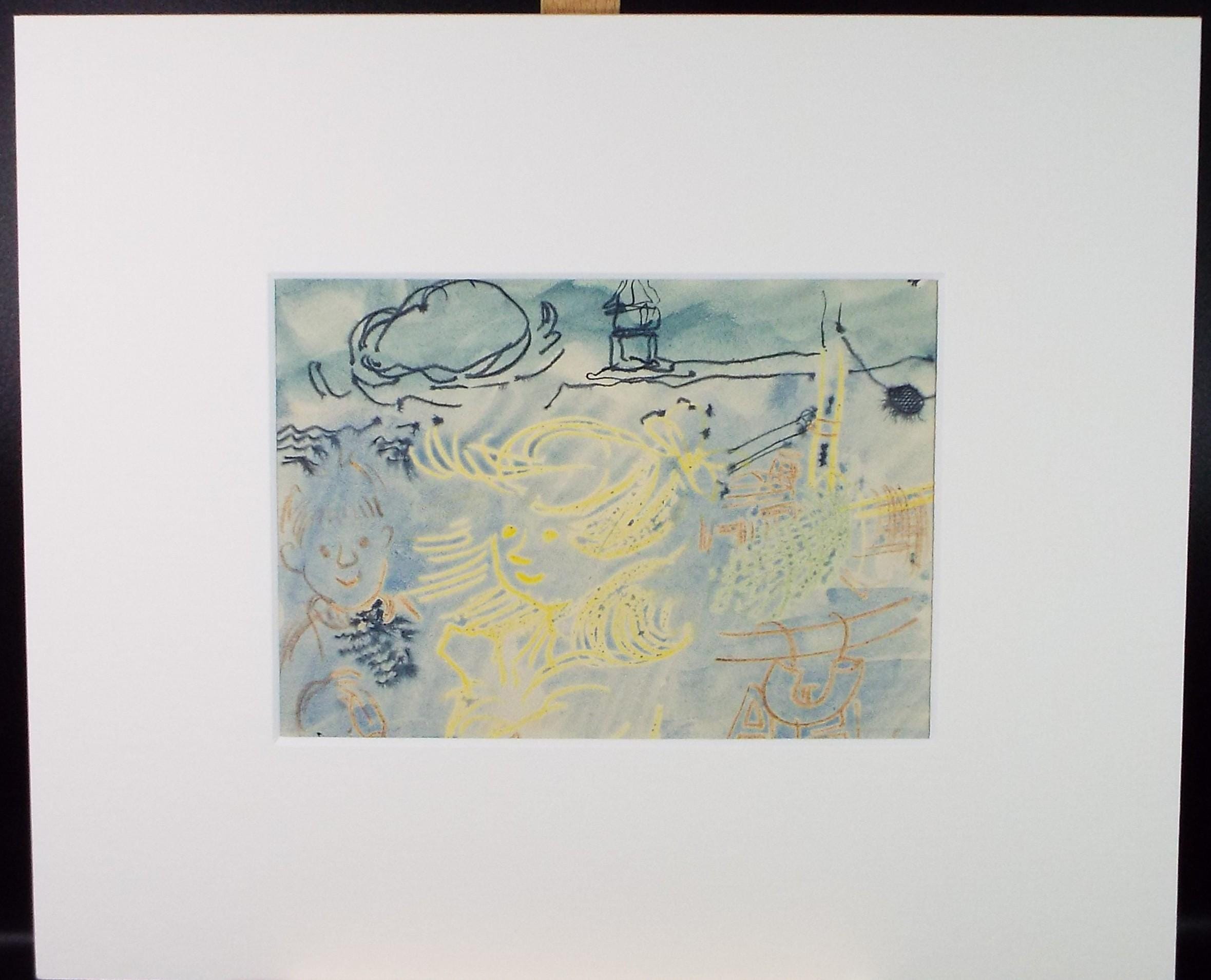 Original Watercolour, 'Figures in a Landscape', 1950's, William D Clyne (1922-1981)