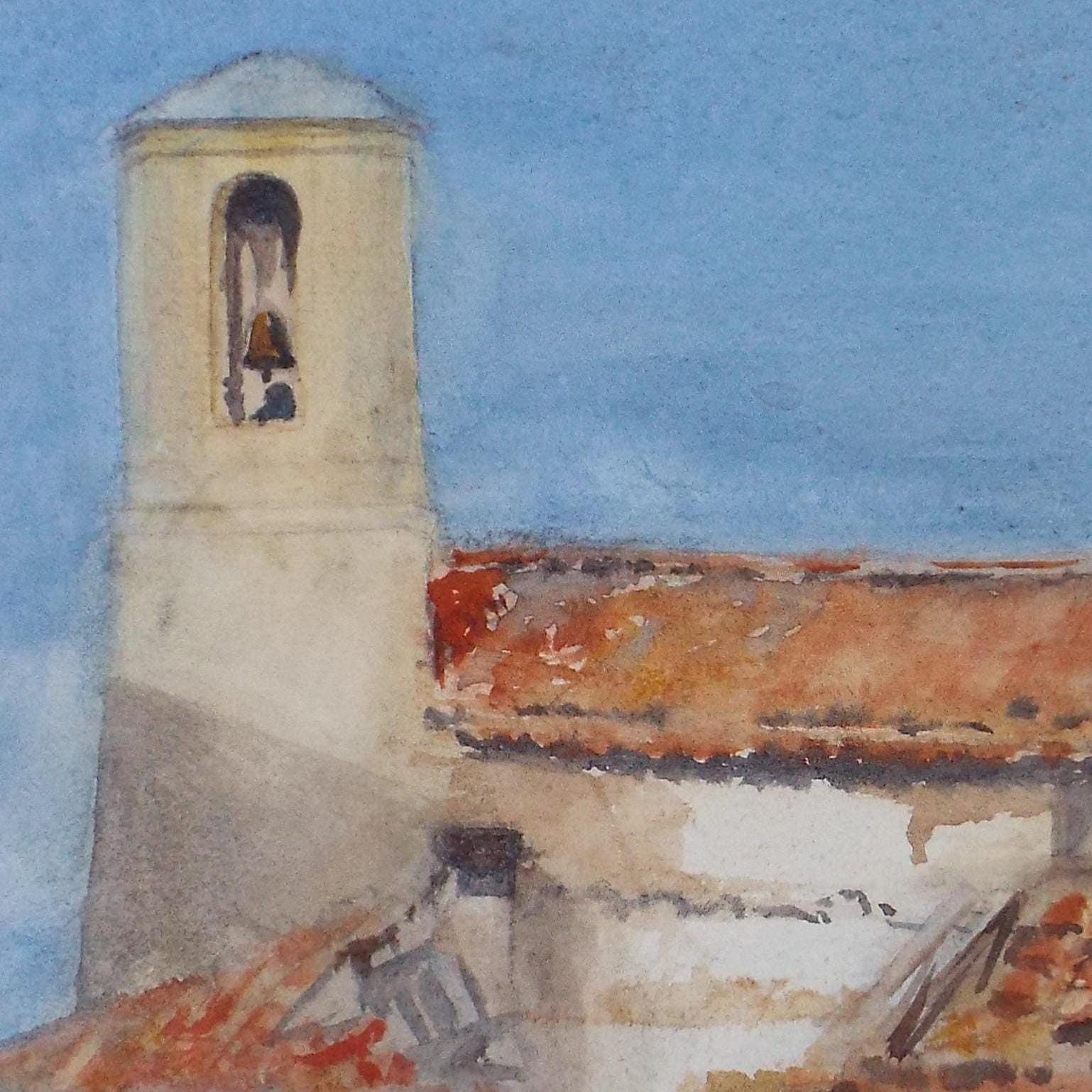 Original Watercolour, 'Spanish church', Circa 1900