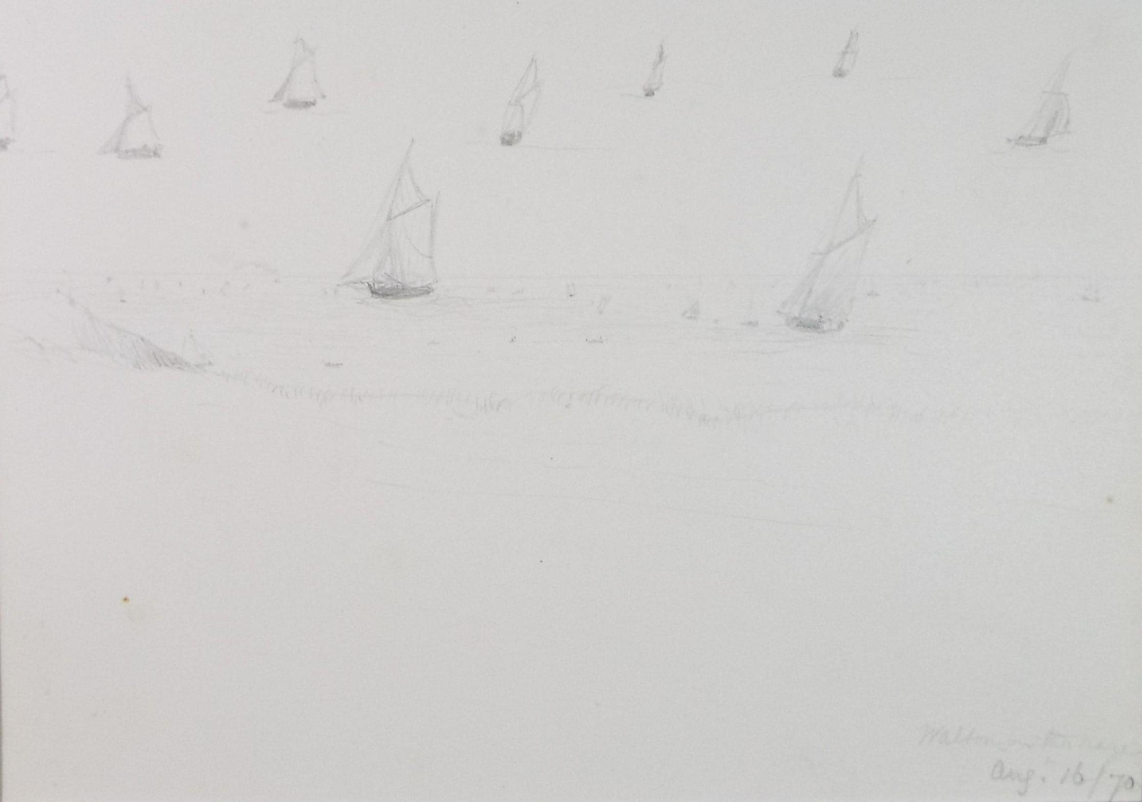 Original Pencil Drawing 'Walton on the Naze', Dated 1870, William Brenchley Rye (1818-1901)
