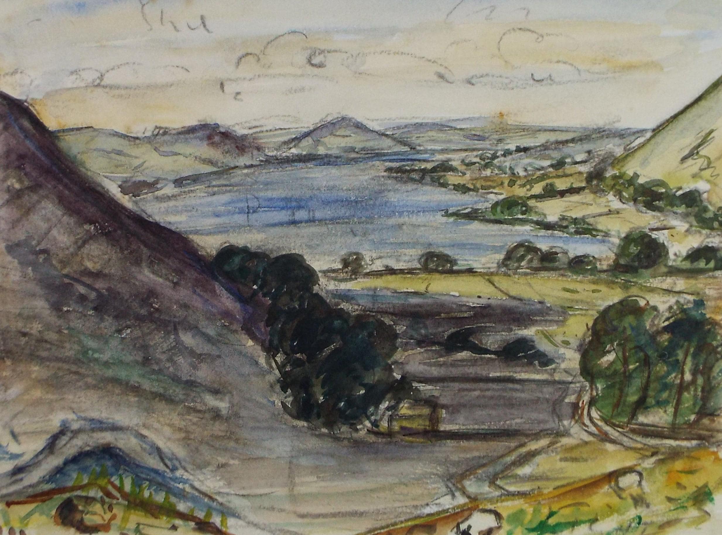 Original watercolour and pencil ,'Lakeland Landscape', Circa 1970's, Geoffrey Burrows (1934-2023)