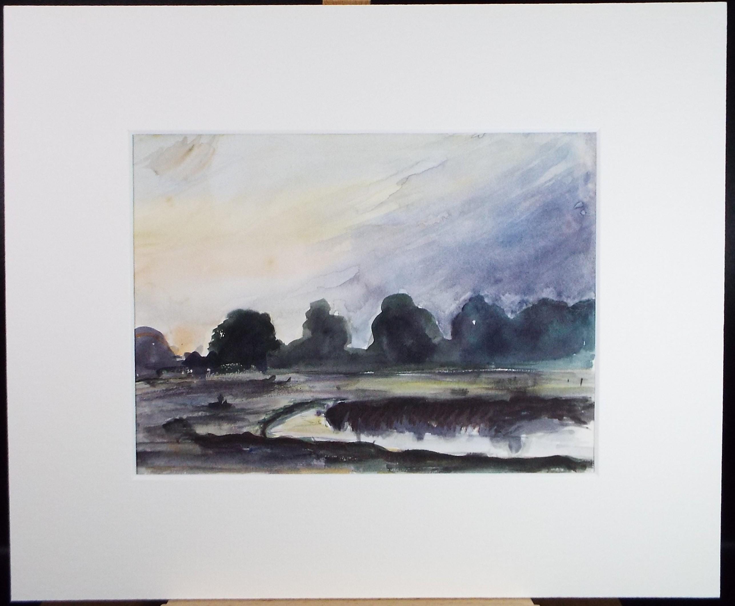 Original Watercolour & Ink, 'Landscape with Trees'', Circa 1970's , Geoffrey Burrows (1934-2023)