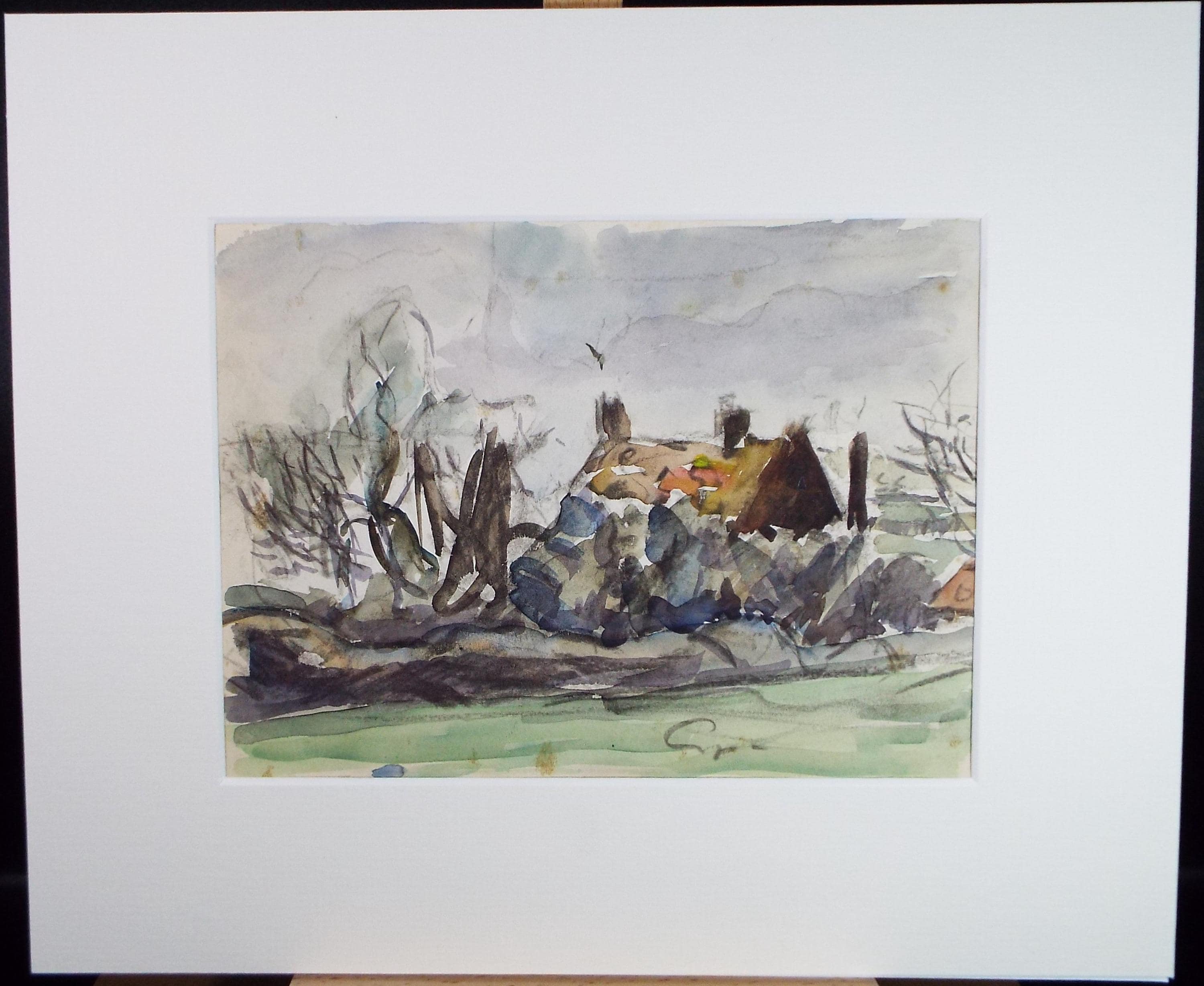 Original Watercolour & Ink, 'Cottage in a Landscape, Circa 1970's , Geoffrey Burrows (1934-2023)