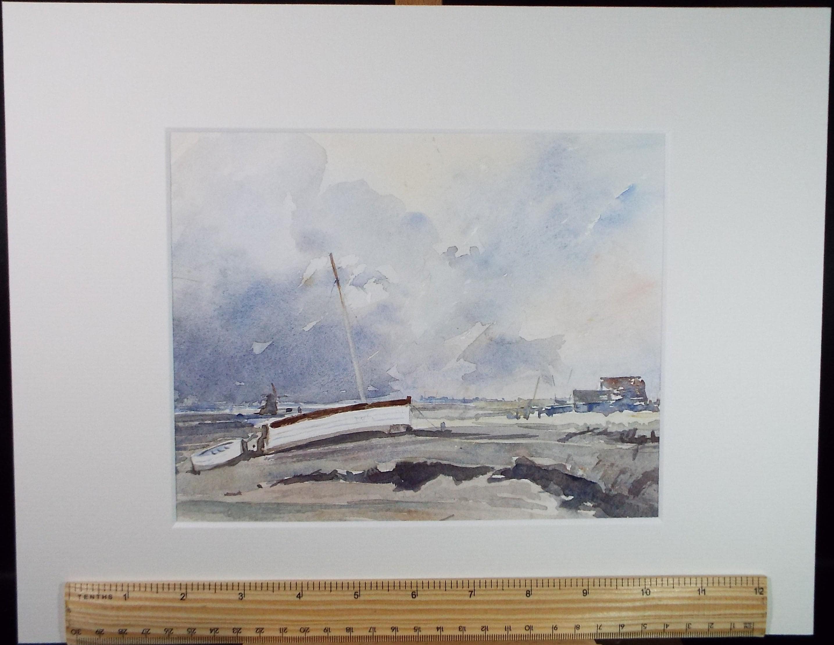 Original Watercolour, 'Boats on the Shore', Circa 1970's , Geoffrey Burrows (1934-2023)