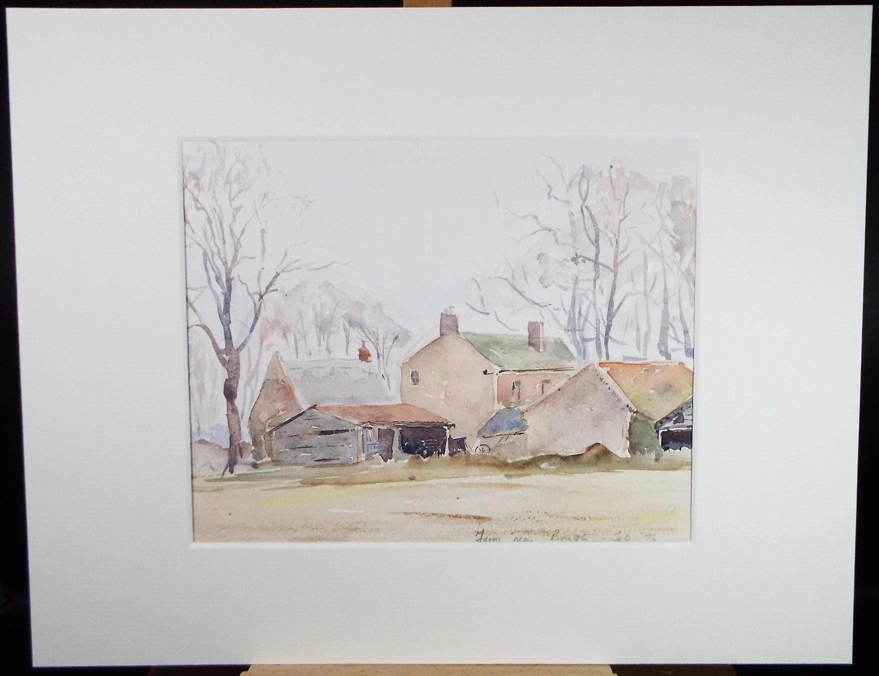 Original Watercolour, 'Farm Buildings', Circa 1970's , Geoffrey Burrows (1934-2023)