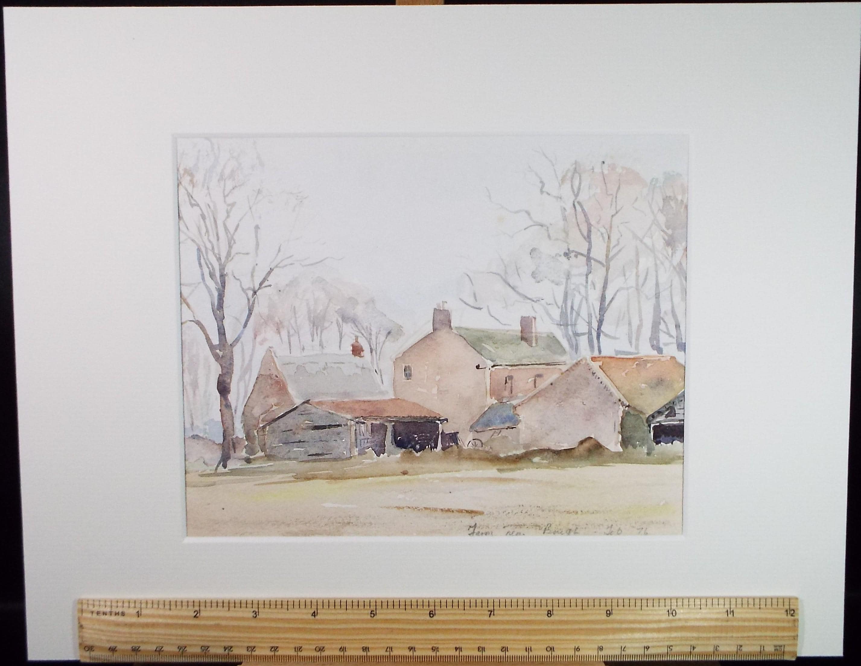 Original Watercolour, 'Farm Buildings', Circa 1970's , Geoffrey Burrows (1934-2023)