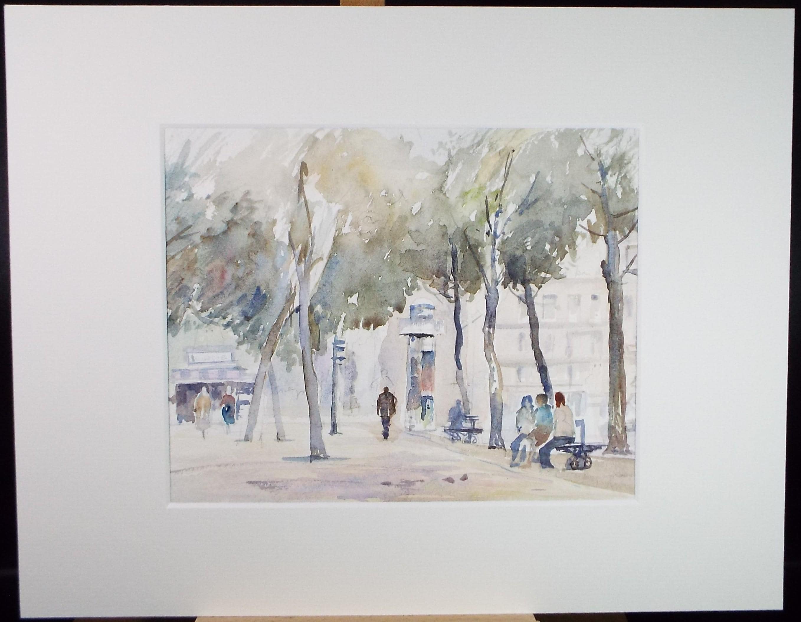 Original Watercolour, 'Figures in the Park', Circa 1970's , Geoffrey Burrows (1934-2023)