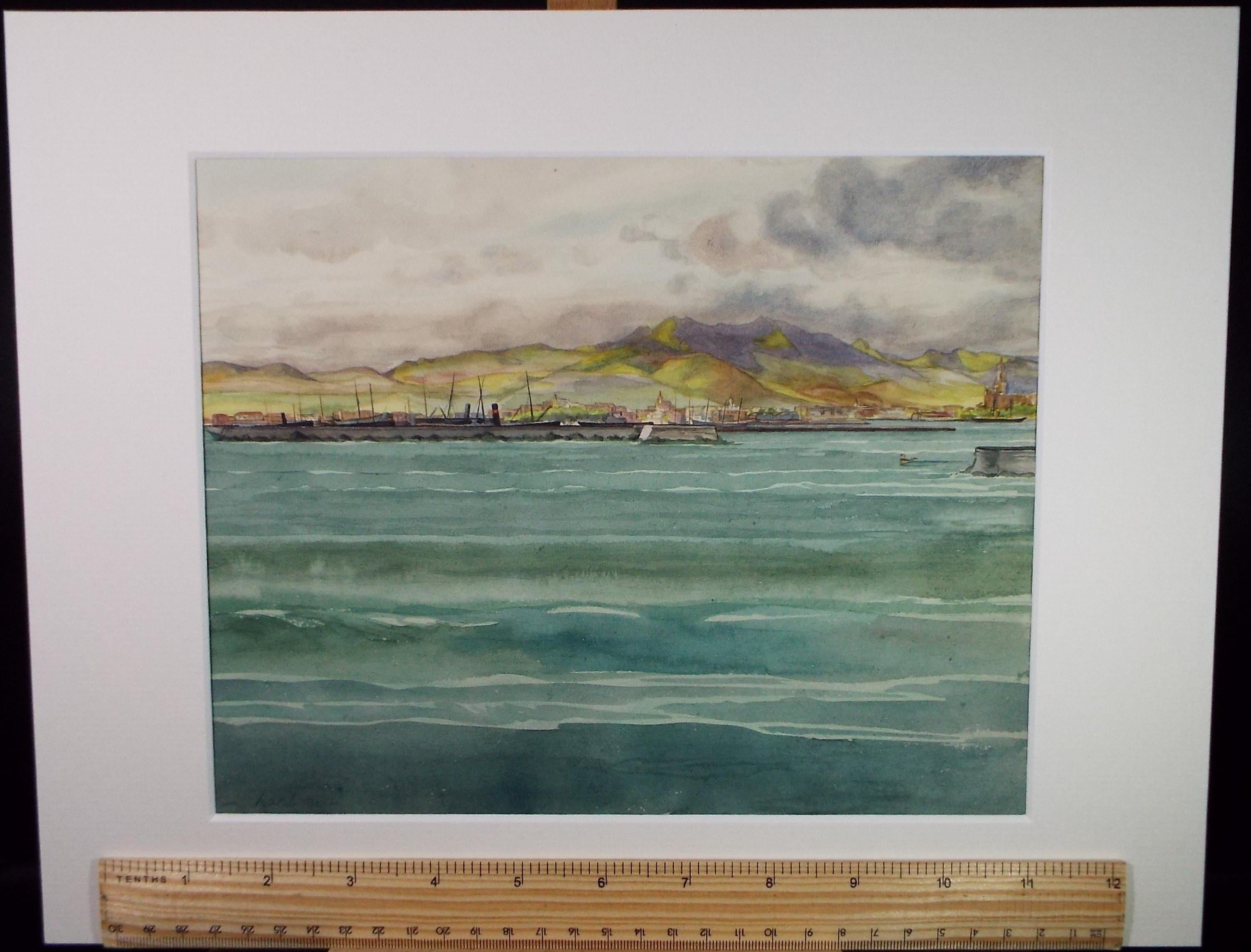 Original Watercolour, 'Malapa Harbour', Circa 1950's, Ivy T. Attwell (1895-1985)