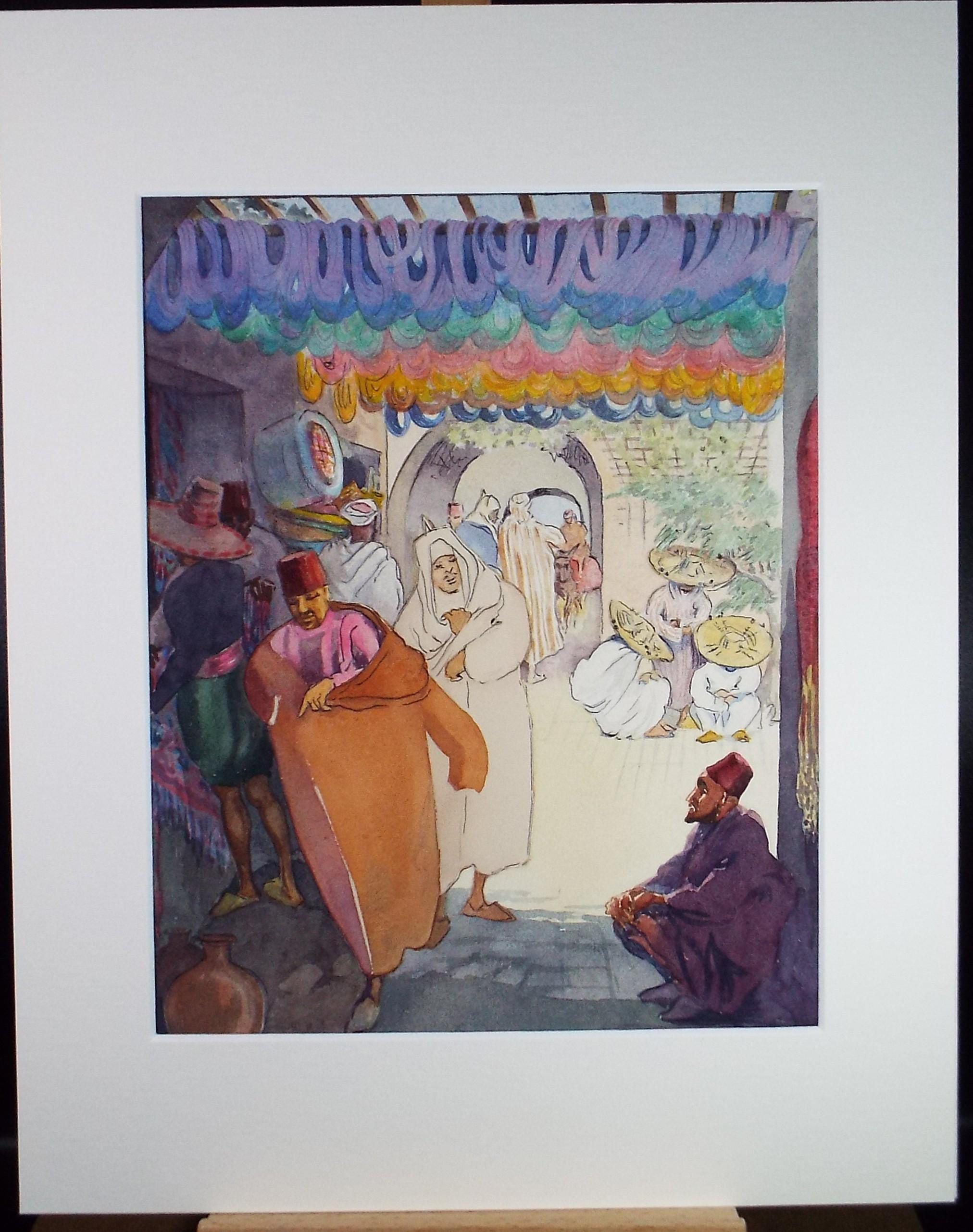 Original Watercolour, 'Figures in a Bazaar', Circa 1950's, Ivy T. Attwell (1895-1985)