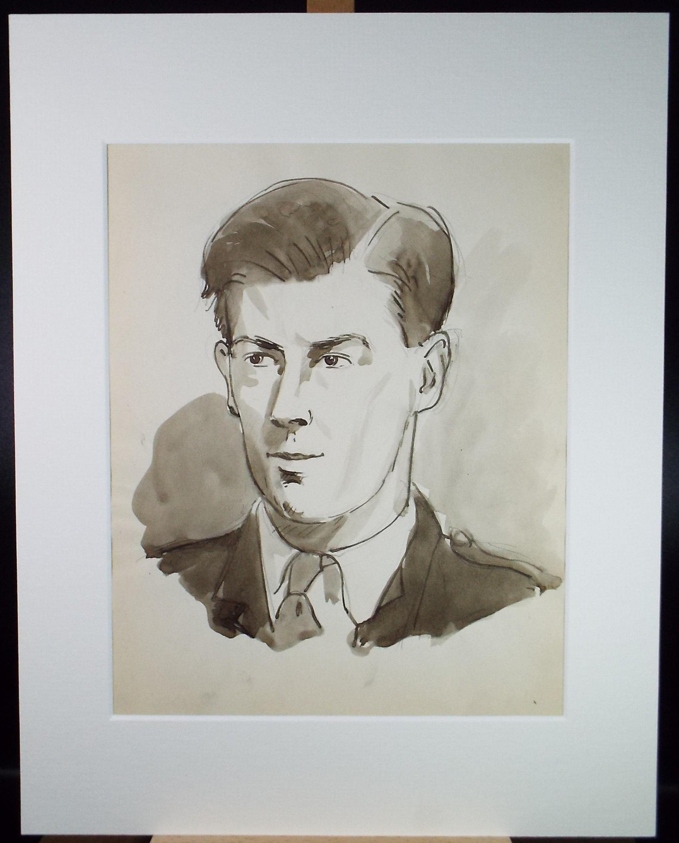 Original Watercolour, 'Portrait of a Man', Unknown artist, circa 1950's