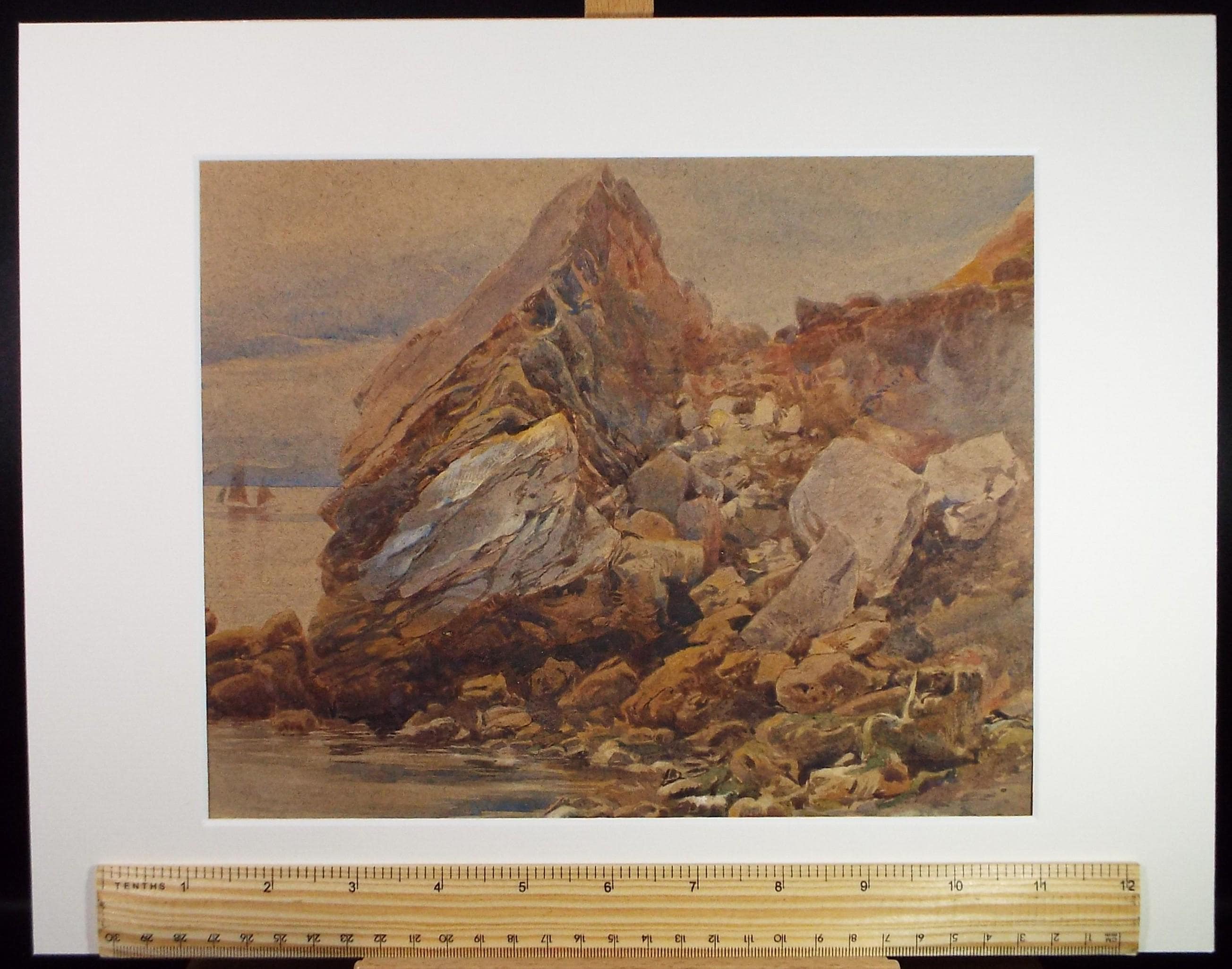 Original Watercolour, 'Coastal Cliffs', Unknown Artist, circa 1900