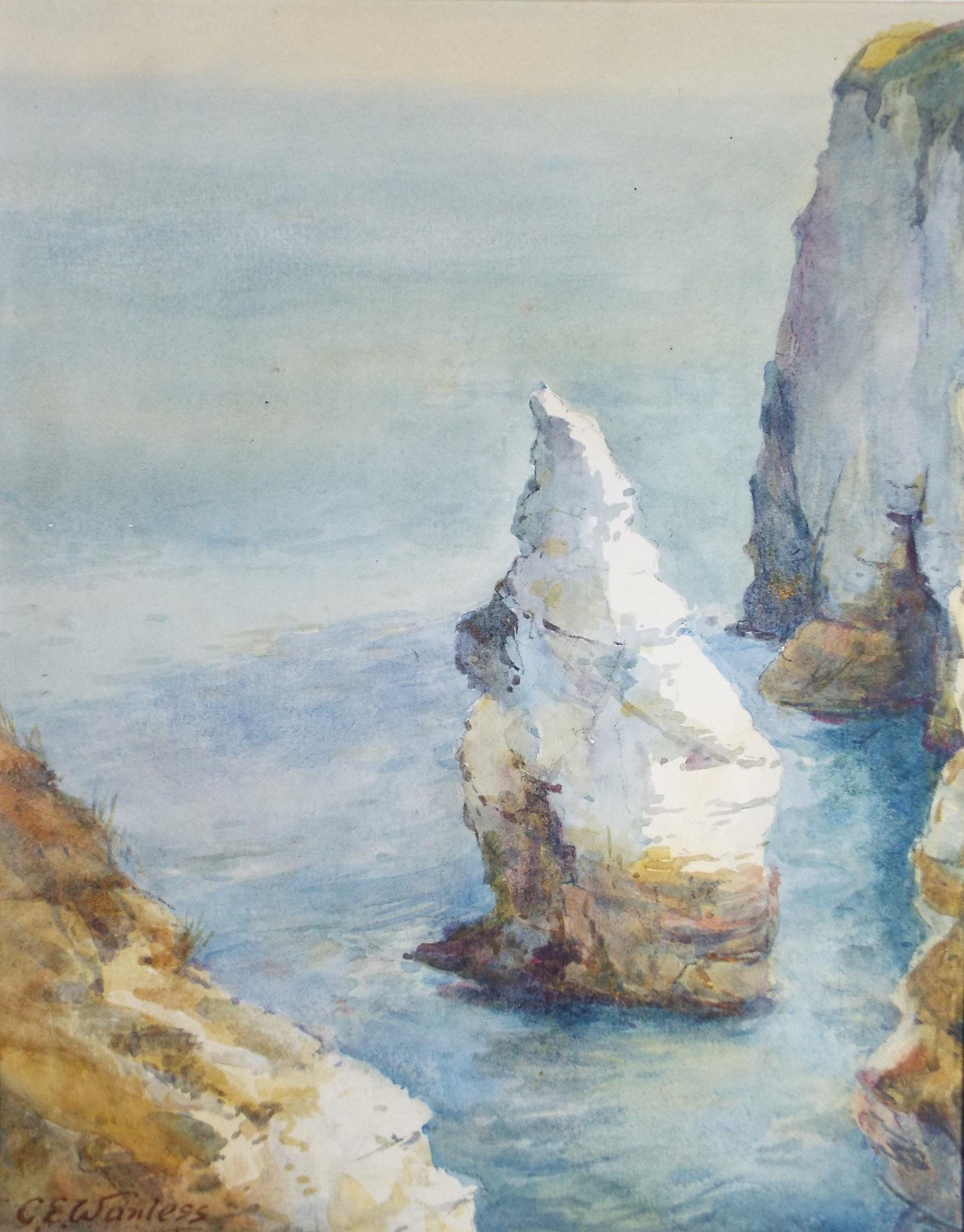 Original Watercolour, 'Coastal Cliffs', Charles Edward Wanless (c1875-1938), circa 1920's