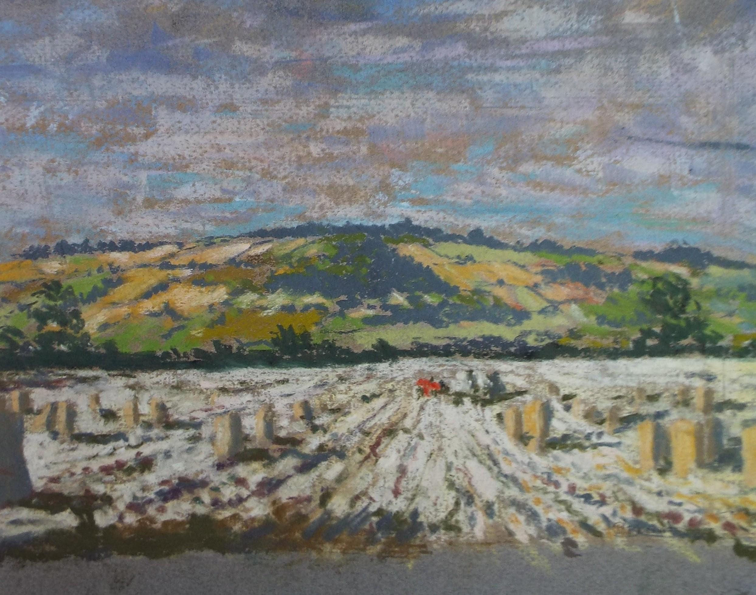 Original Pastel on paper, The Harvest', Circa 1980, Artist Unknown