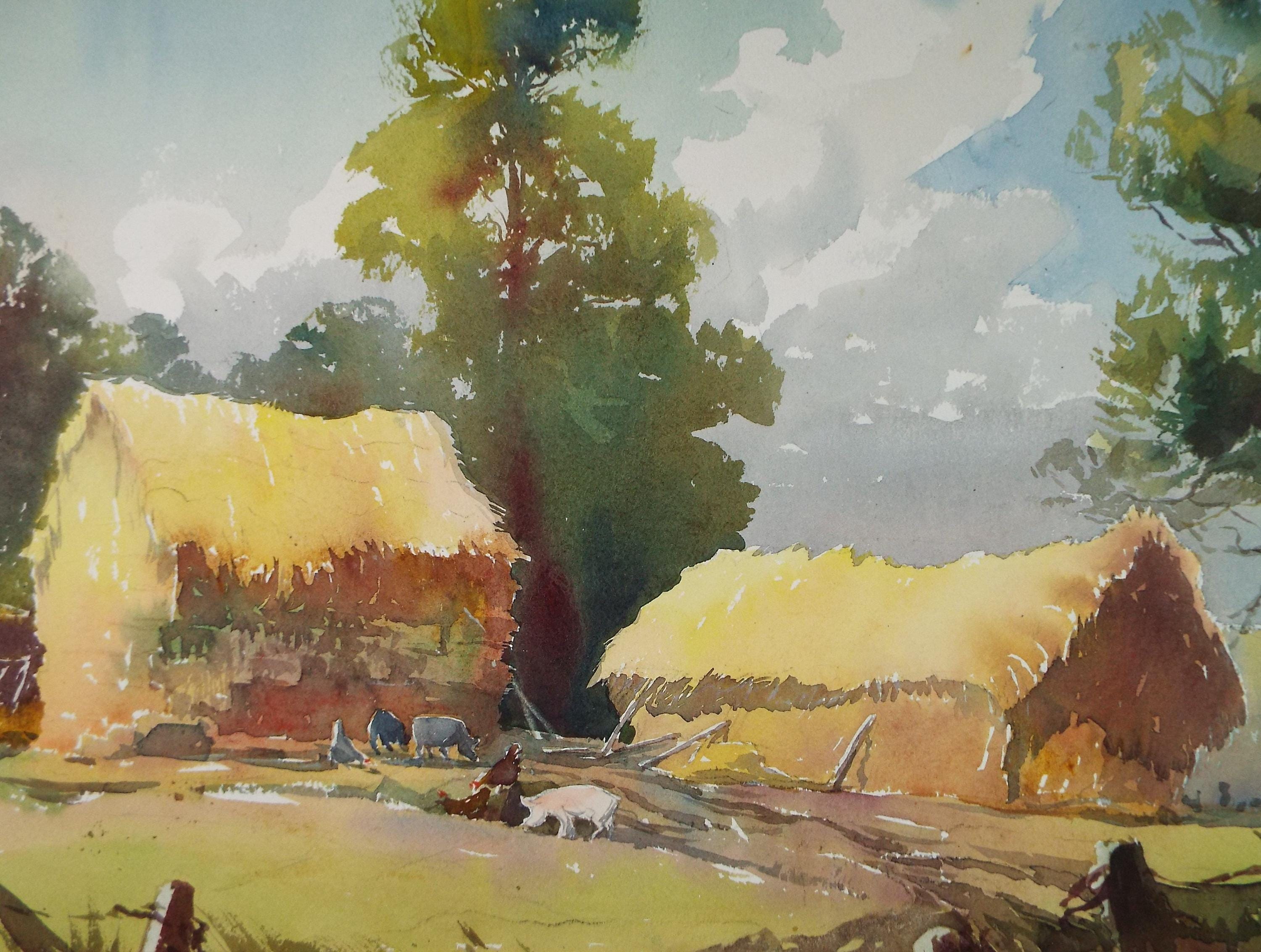 Original Watercolour, 'Farmyard Scene', circa 1970's, Beatrix Mary Blythe (1903-1989)