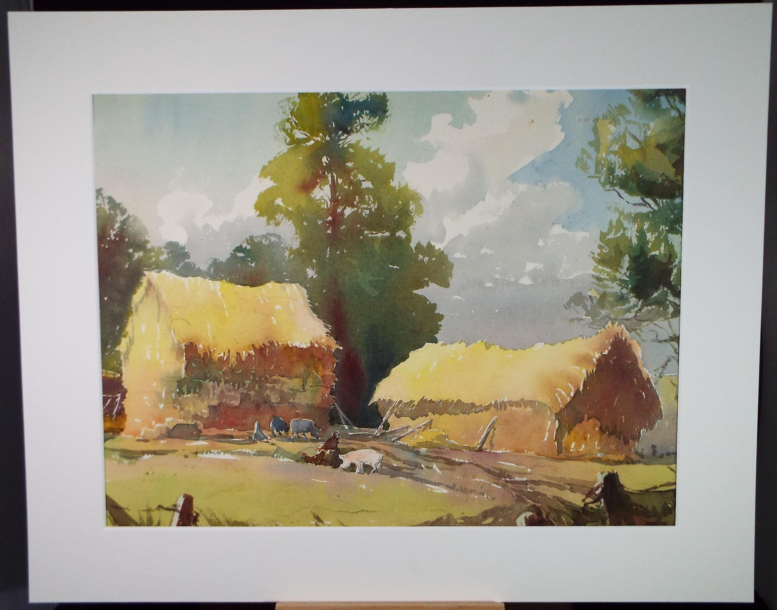 Original Watercolour, 'Farmyard Scene', circa 1970's, Beatrix Mary Blythe (1903-1989)