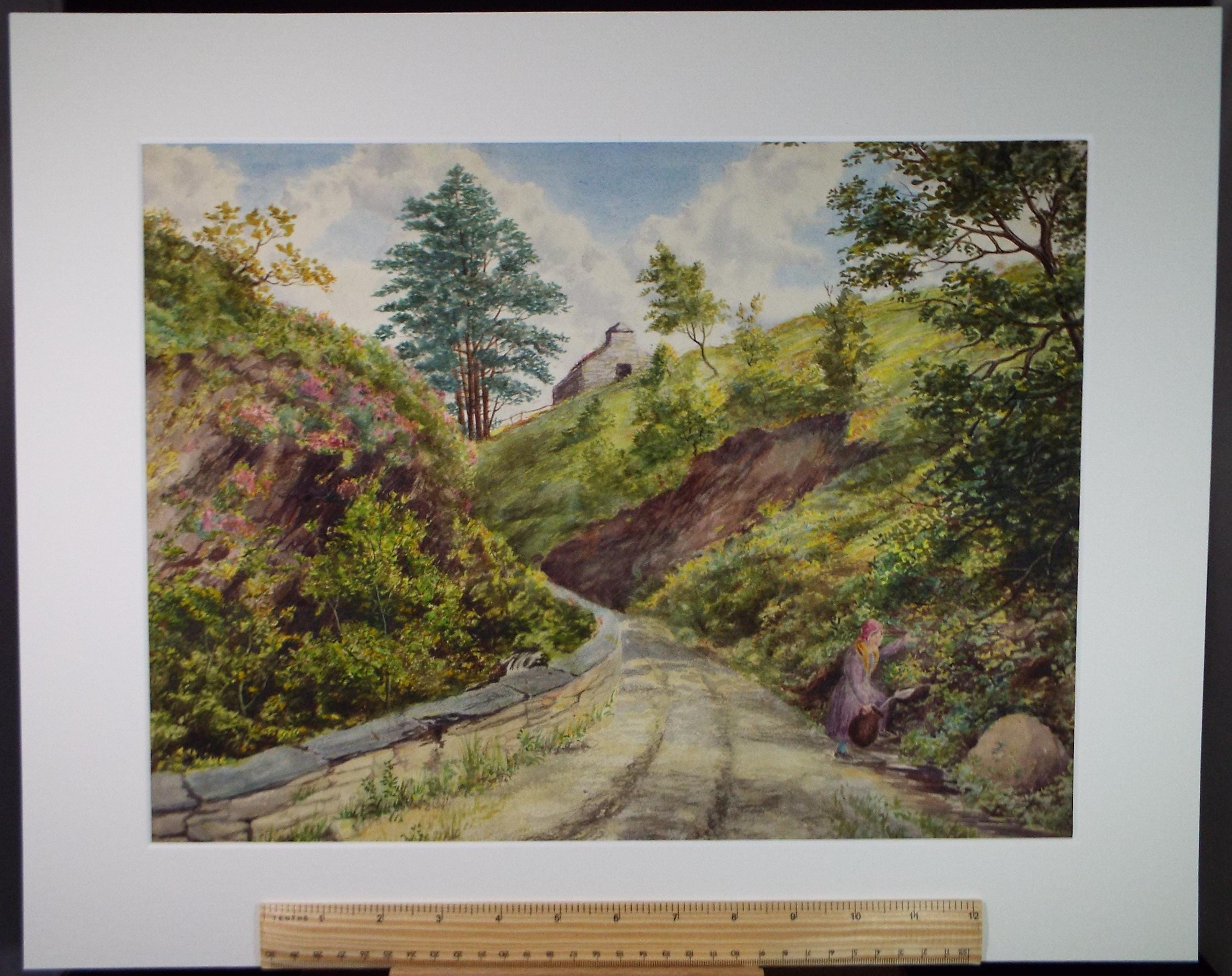 Original Watercolour, 'Woman Collecting Water',Early 20th Century, Unknown Artist