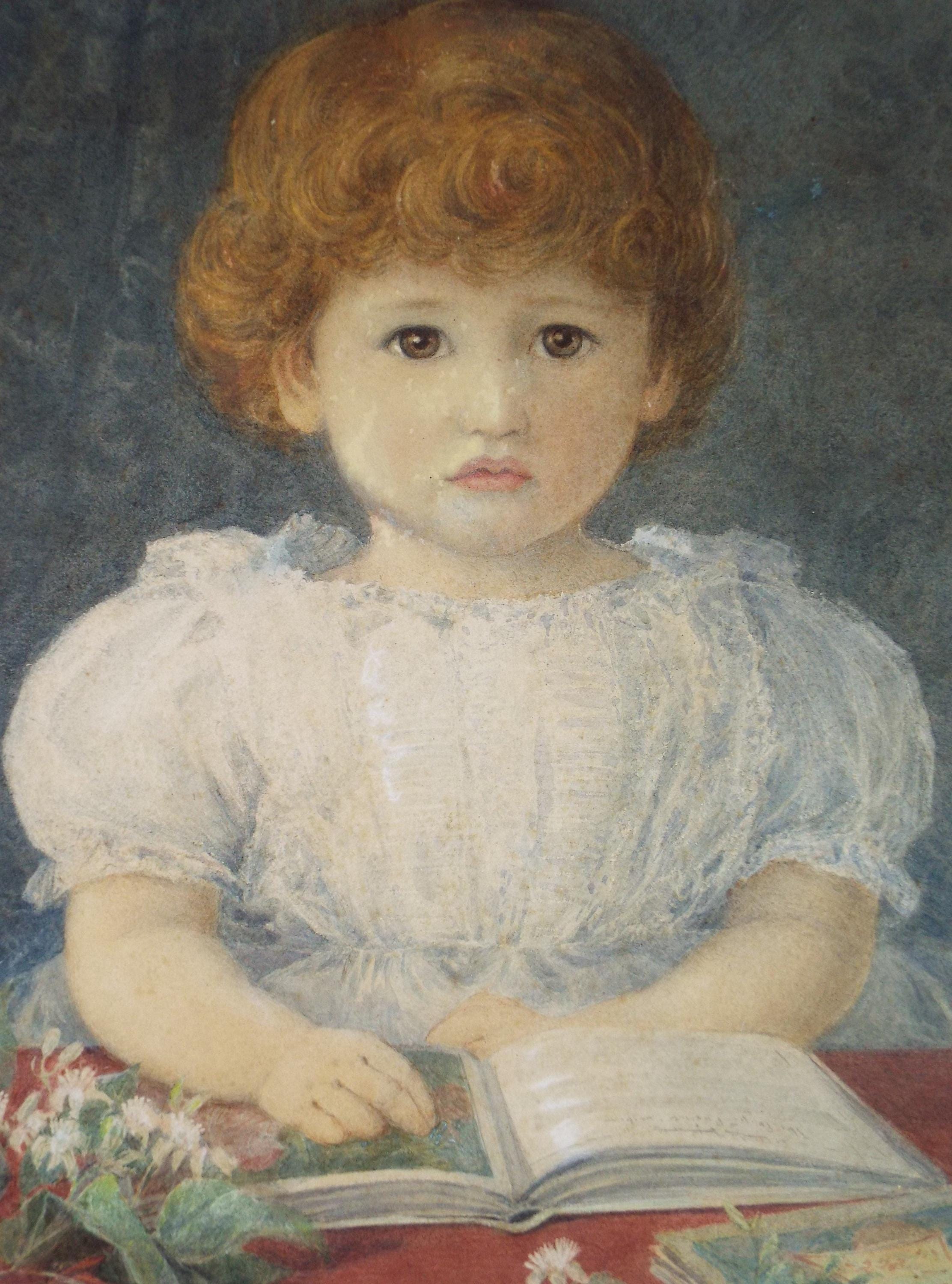 Original Watercolour, 'Portrait of a Child', Dated 1881 , Monogram TMD