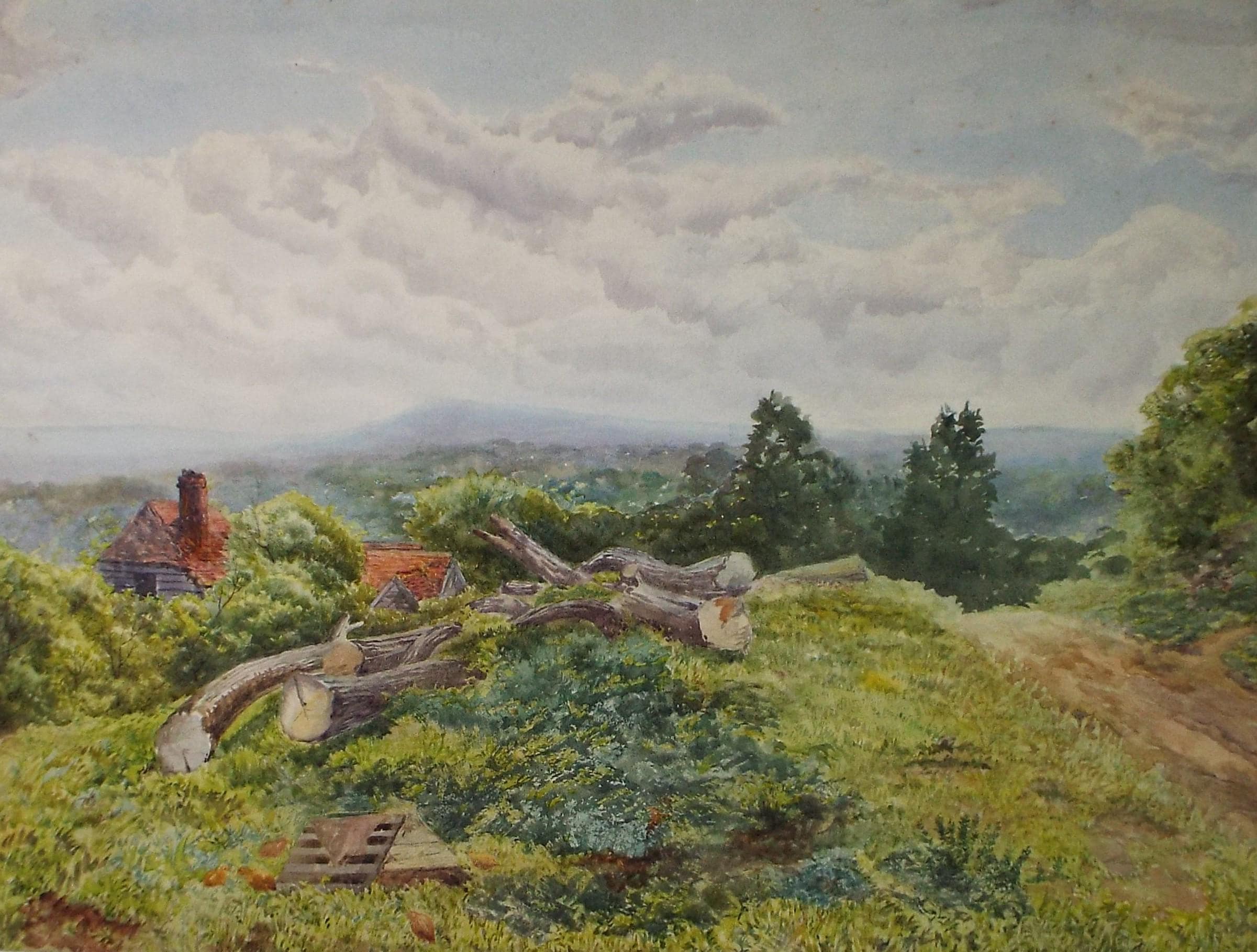 Original Watercolour, 'Landscape with Cut Trees' , Artist Unknown, early 20th Century