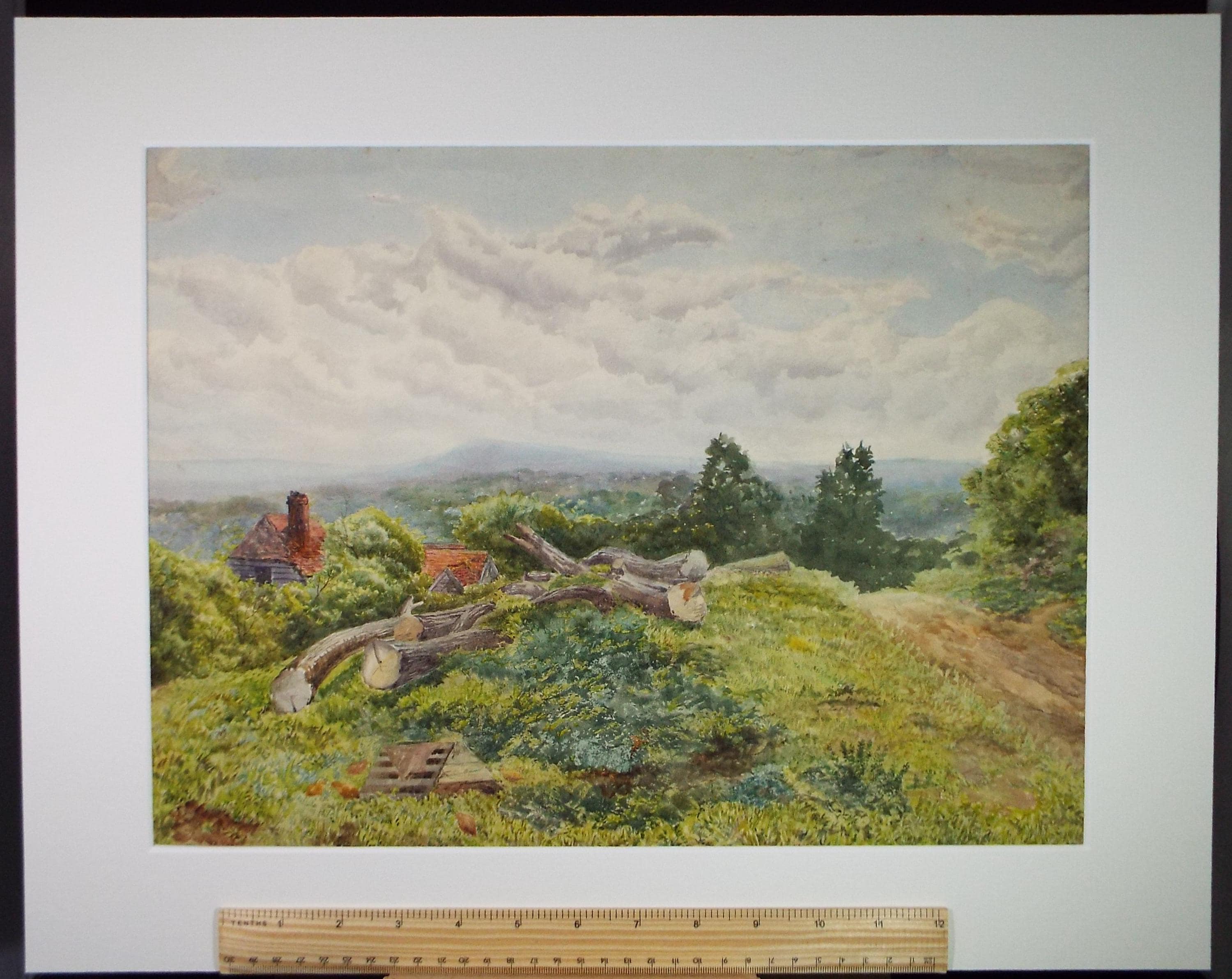 Original Watercolour, 'Landscape with Cut Trees' , Artist Unknown, early 20th Century