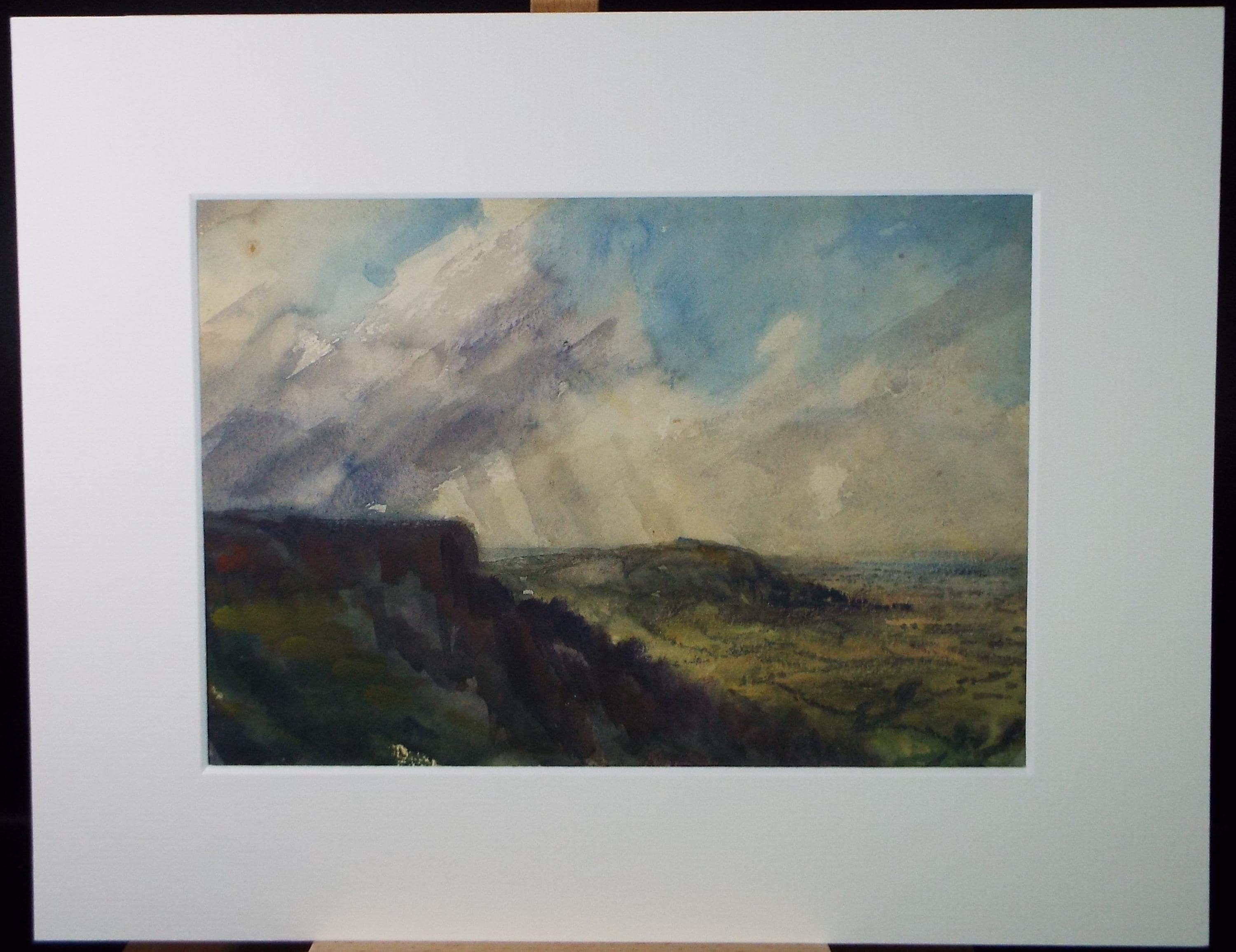 Watercolour, 'View from a hill', unknown artist, circa 1900