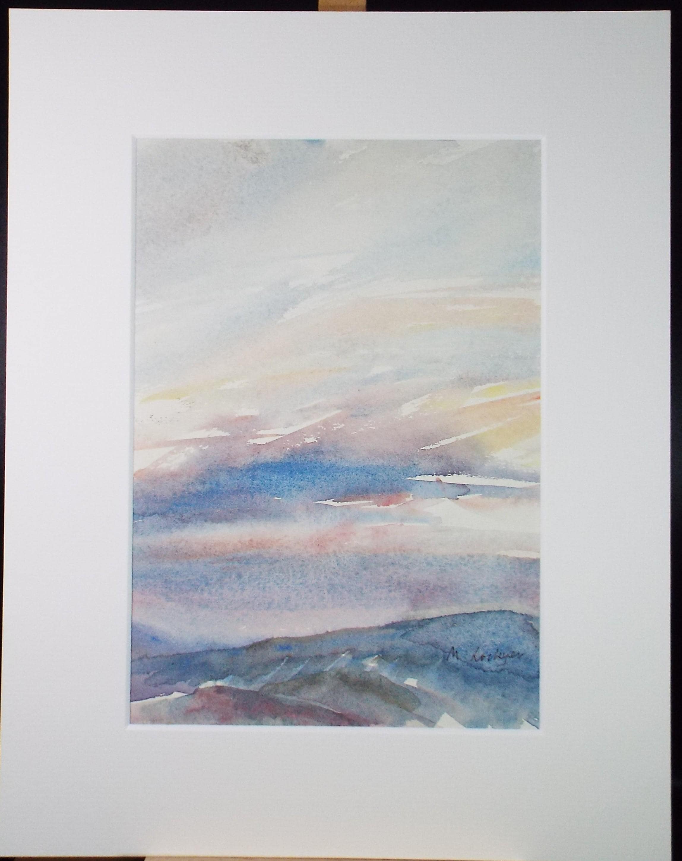 Original Watercolour on Paper, 'Sunrise over a Landscape', circa 1970's, Mildred Lockyer