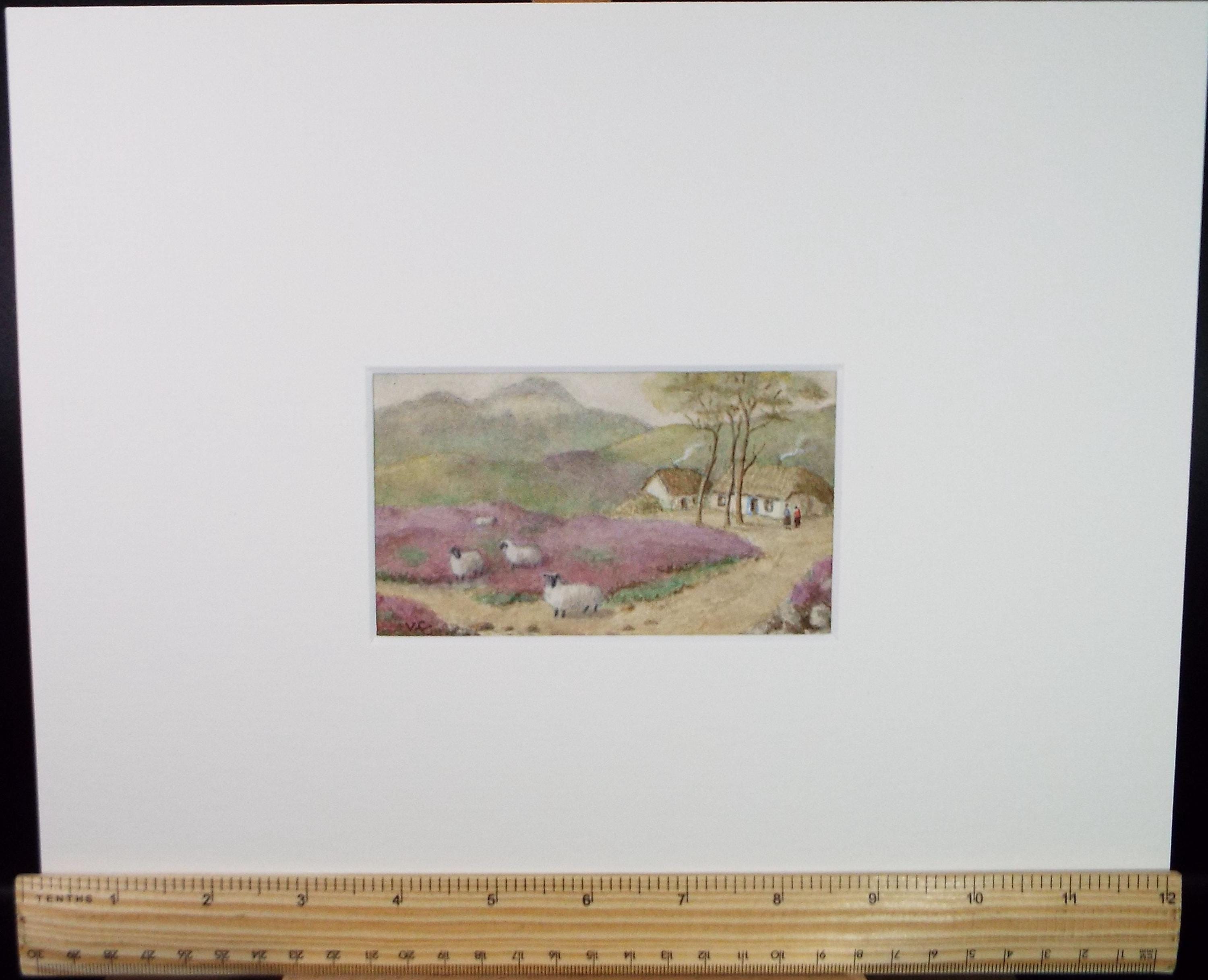 Original Watercolour, 'Sheep and cottage in a Landscape', circa 1900