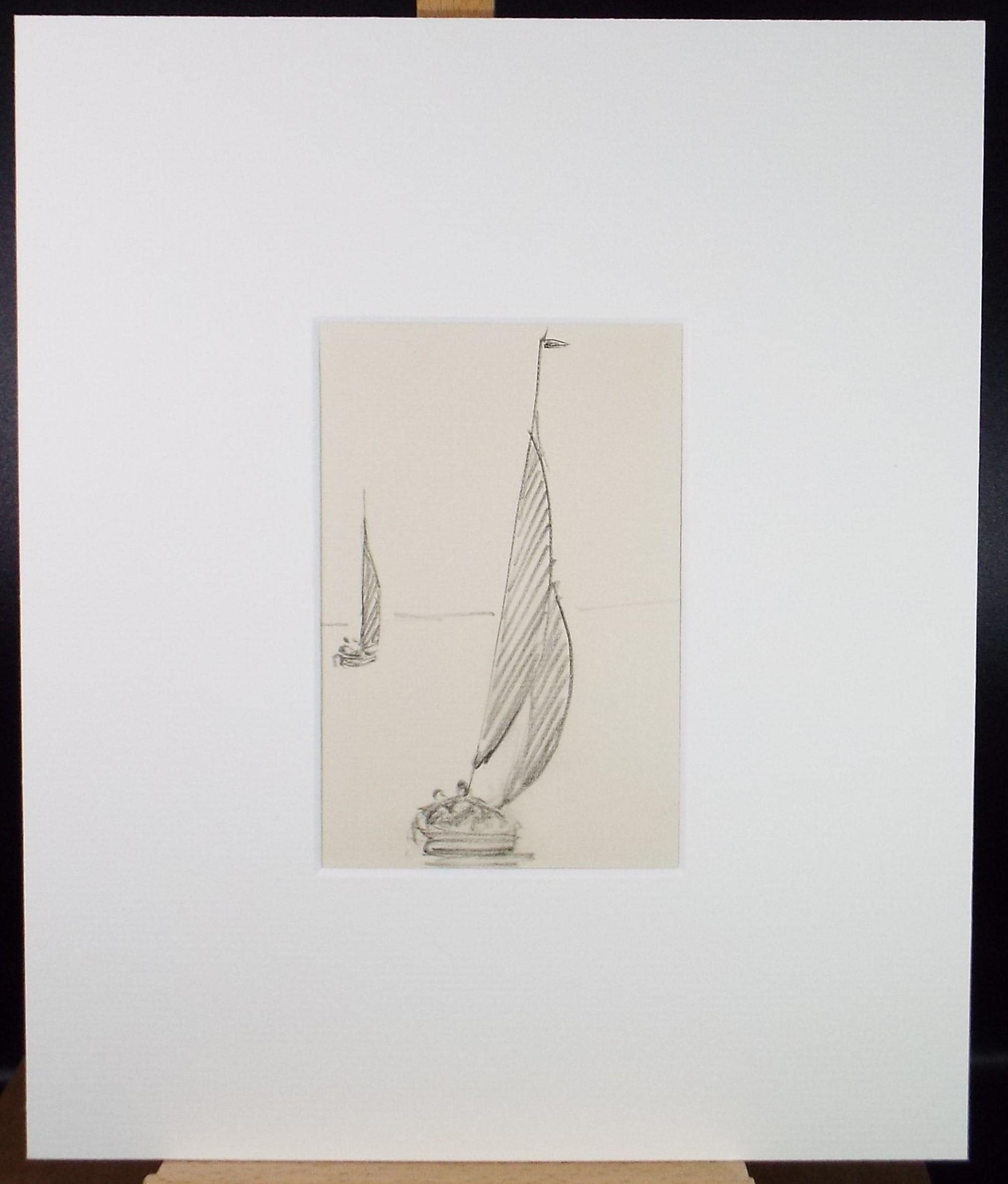 Original Pencil Sketch,'Study of a Sail Boat', Hilda Burford (1887-1957)