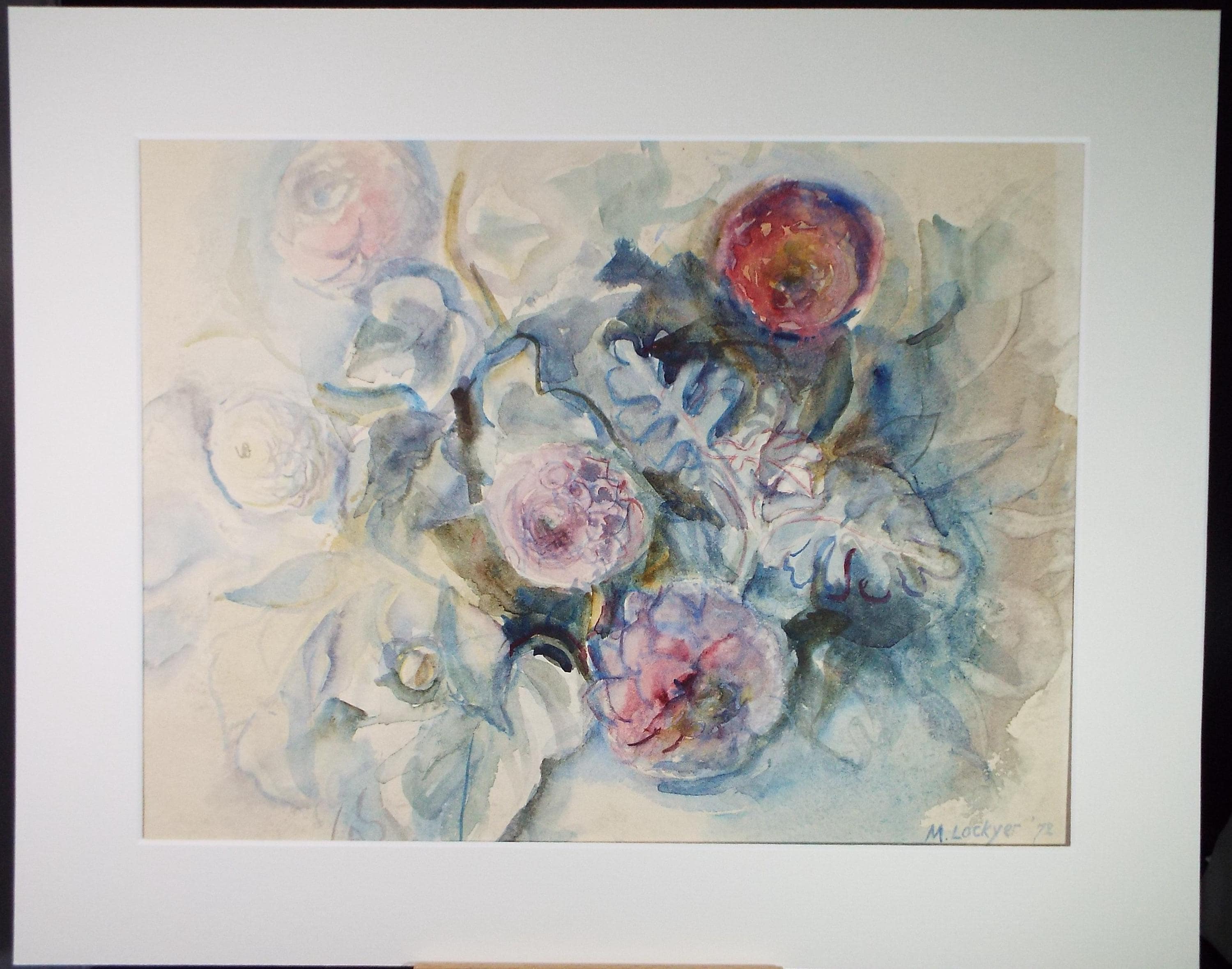 Original Watercolour, 'Still life of flowers', Dated 1972, Mildred Lockyer
