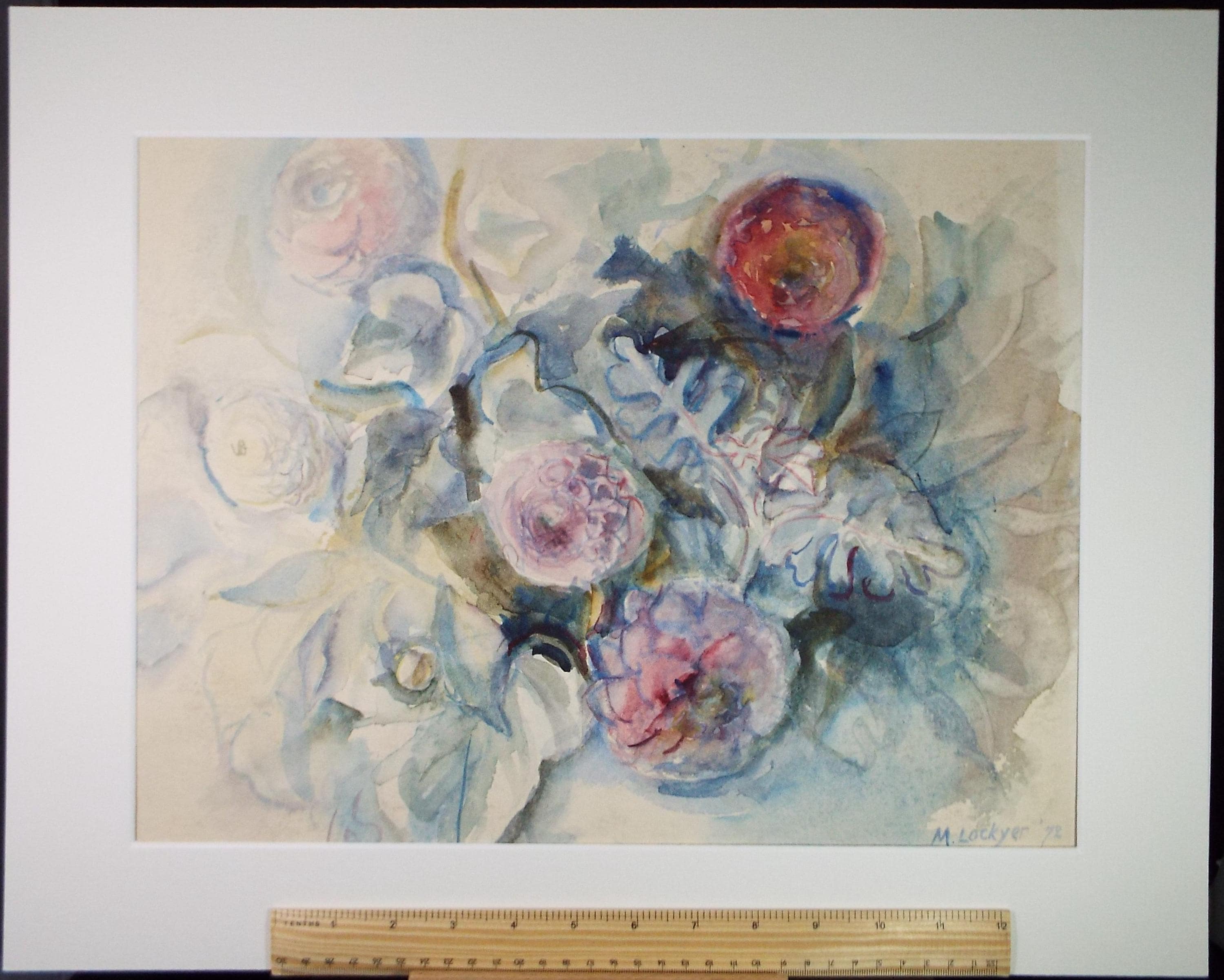 Original Watercolour, 'Still life of flowers', Dated 1972, Mildred Lockyer