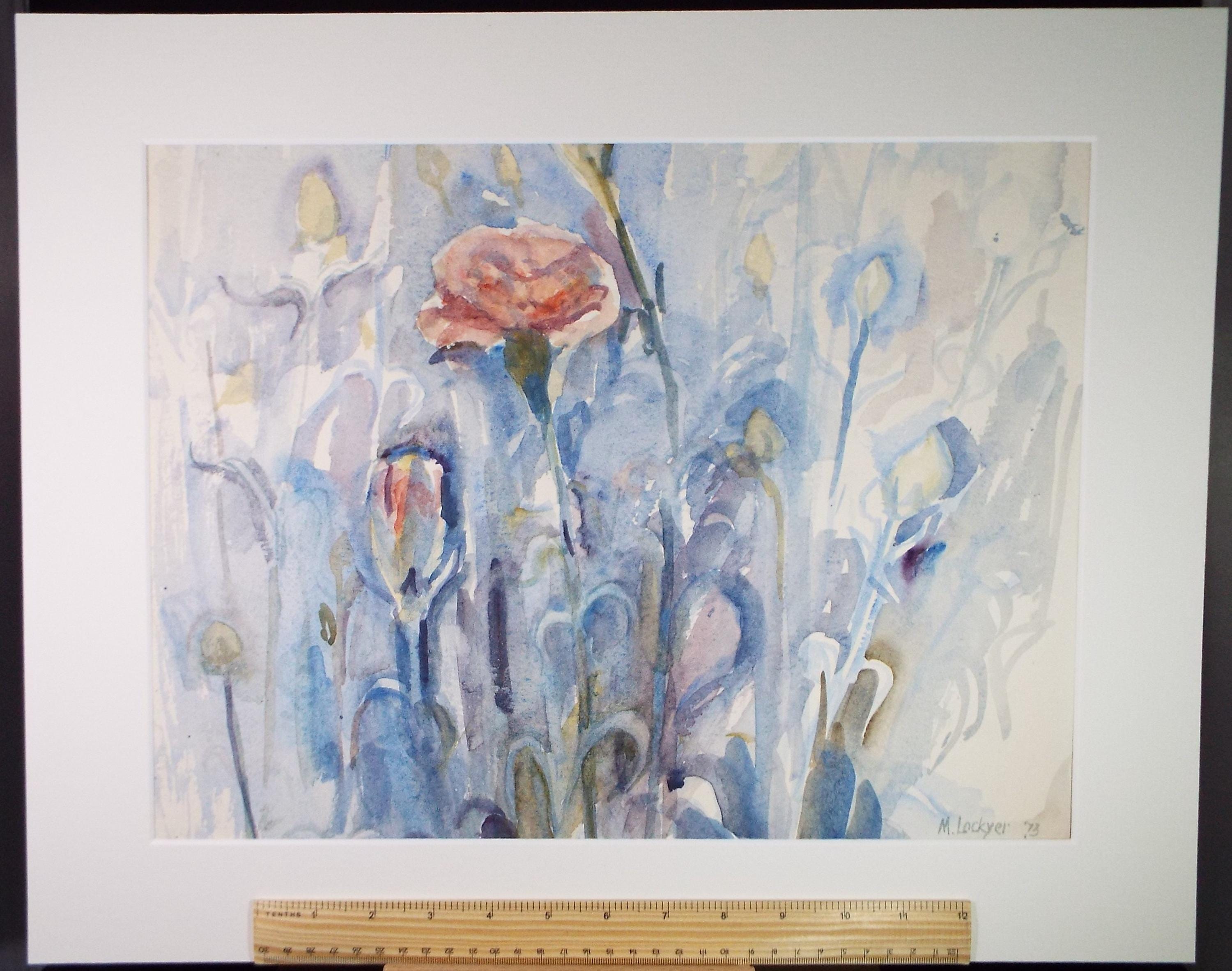 Original Watercolour, 'Still life of flowers', Dated 1973, Mildred Lockyer