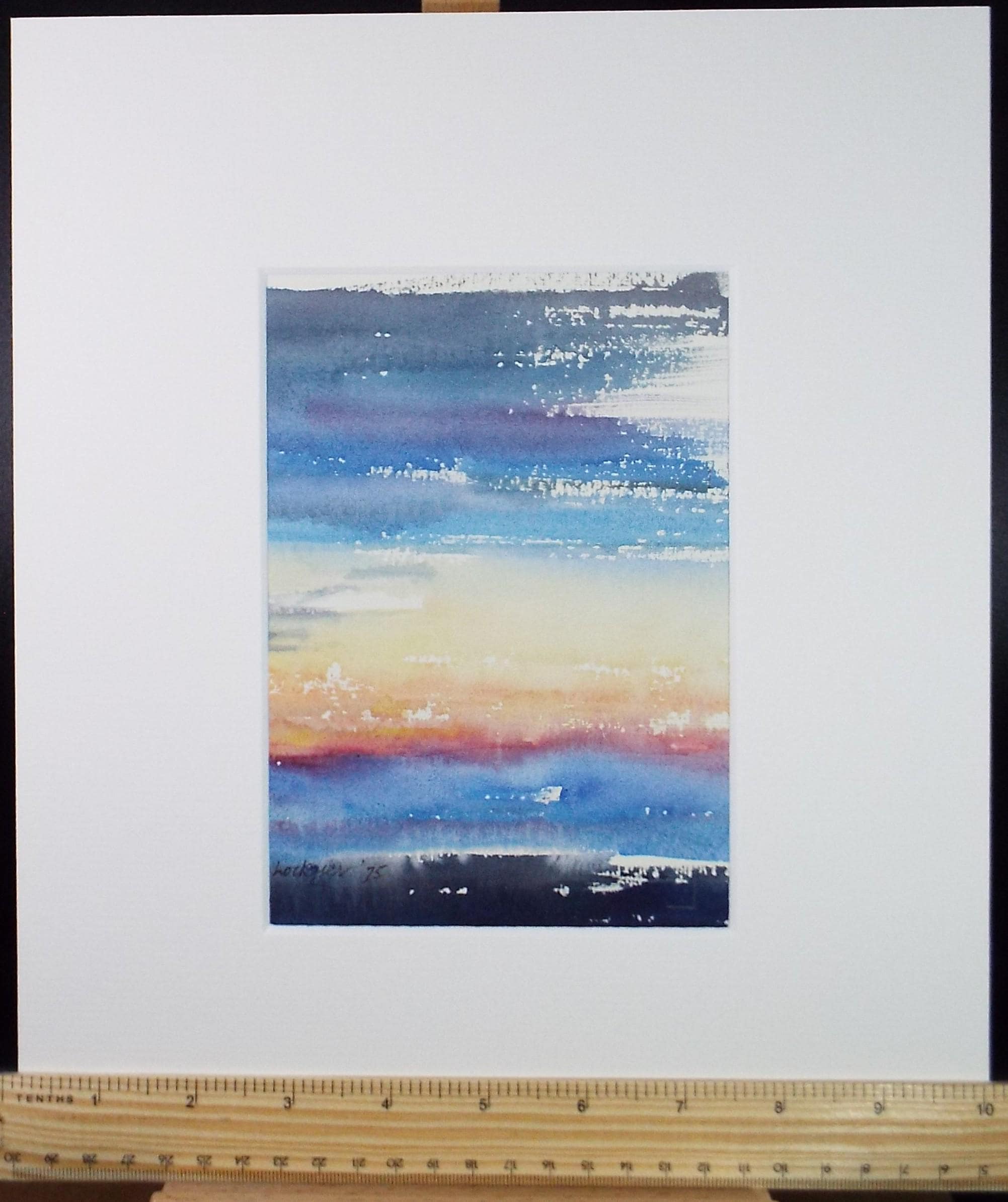 Original Watercolour on Paper, 'Sunset over a Landscape', dated 1975, Mildred Lockyer