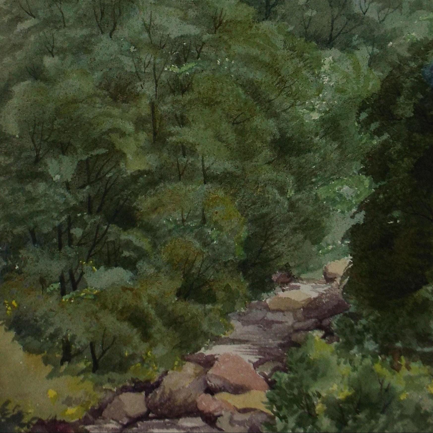 Original Watercolour, 'Green Landscape', Unknown artist, Late 19th Century