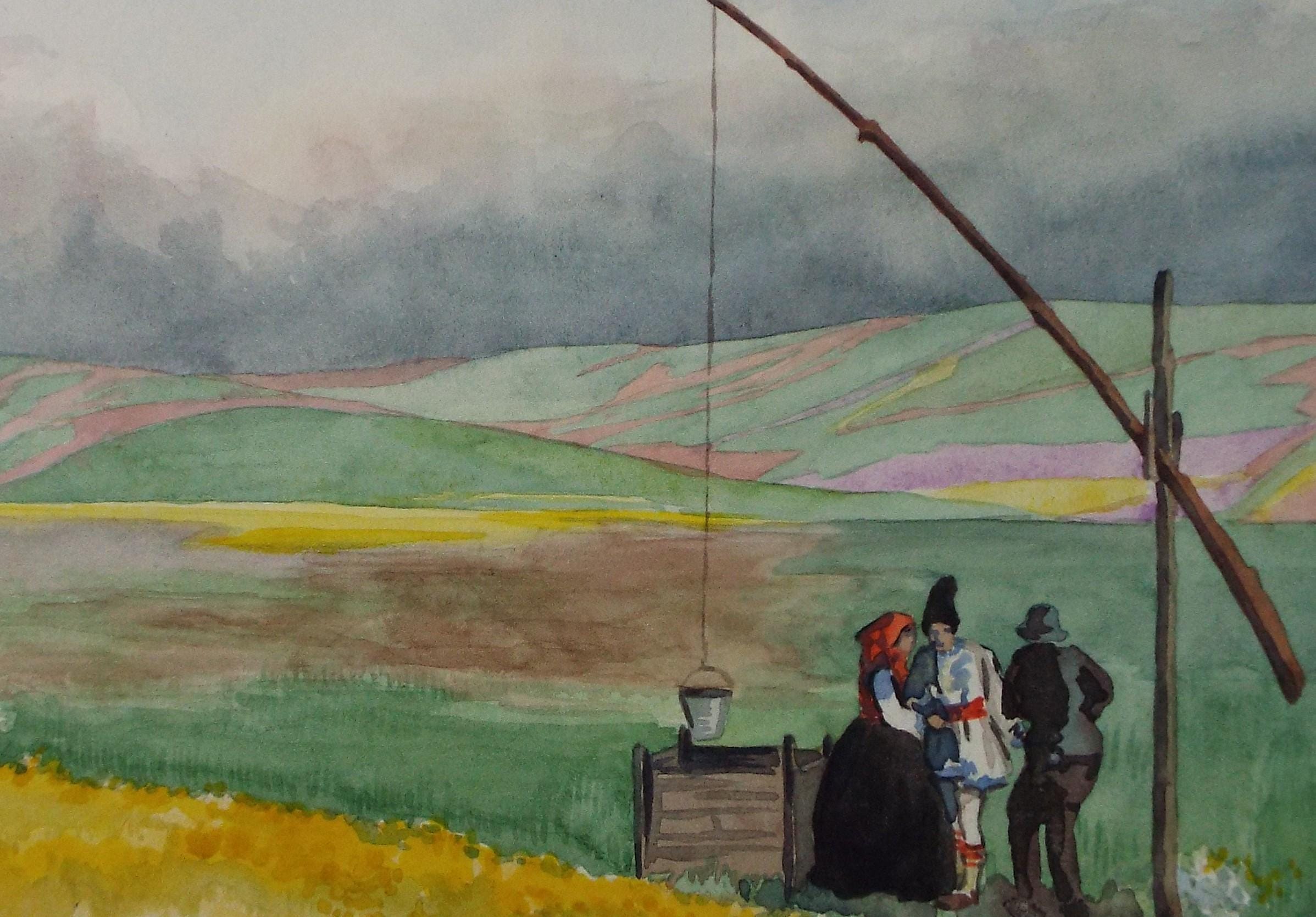 Original Watercolour, 'Near Medgidia, Romania', Circa 1950's, Ivy T. Attwell (1895-1985)