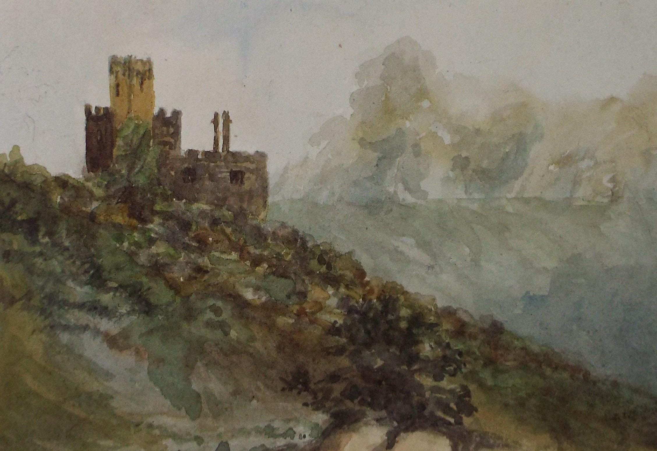 Original Watercolour, 'Castle Ruins', Unknown Artist - Late 19th Century