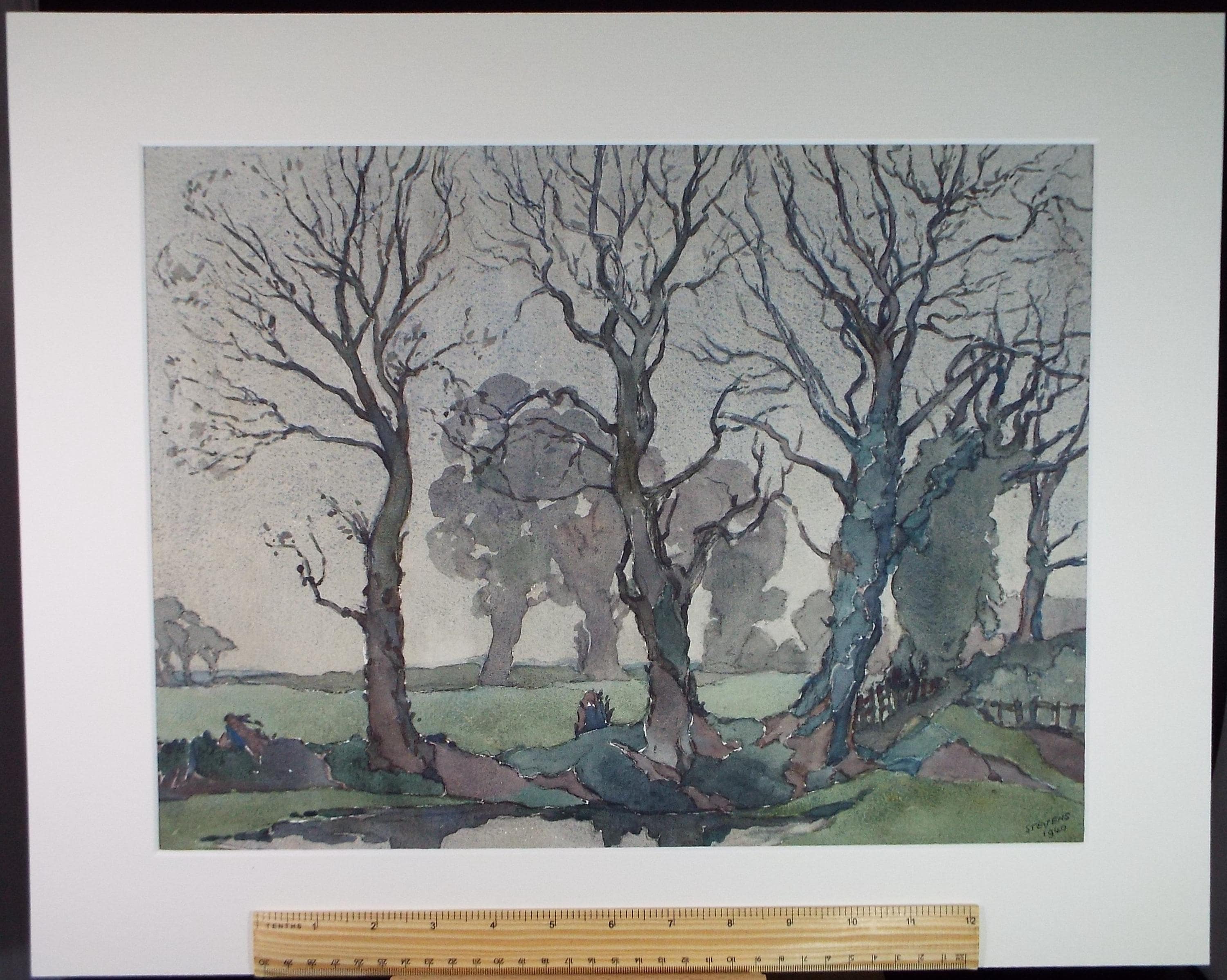 Original Watercolour, 'Three Elms, Redisham', Henry Potter Stevens (1875-1965)Dated 1940