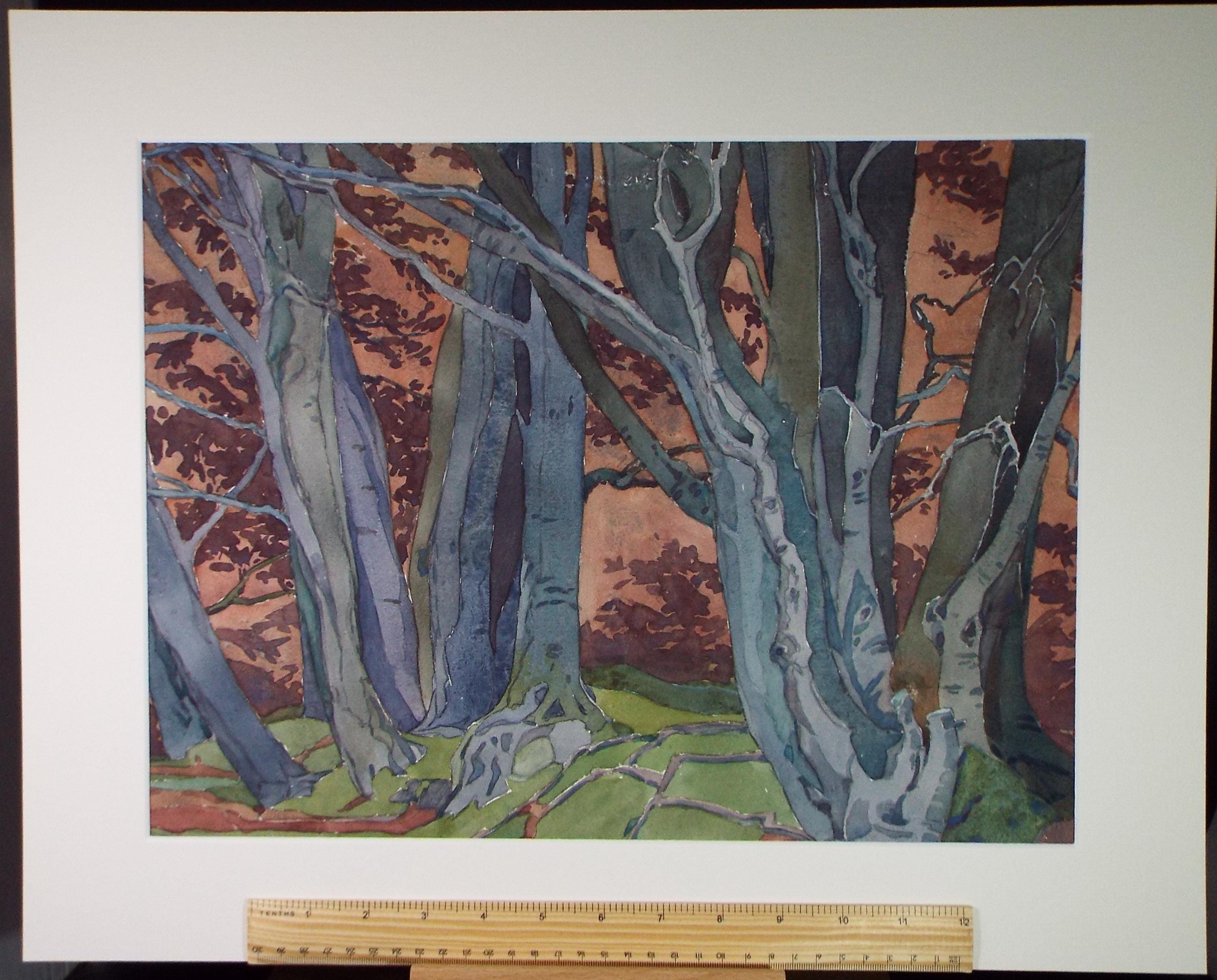 Original Watercolour, 'The Beech wood', Henry Potter Stevens (1875-1965) Dated 1940