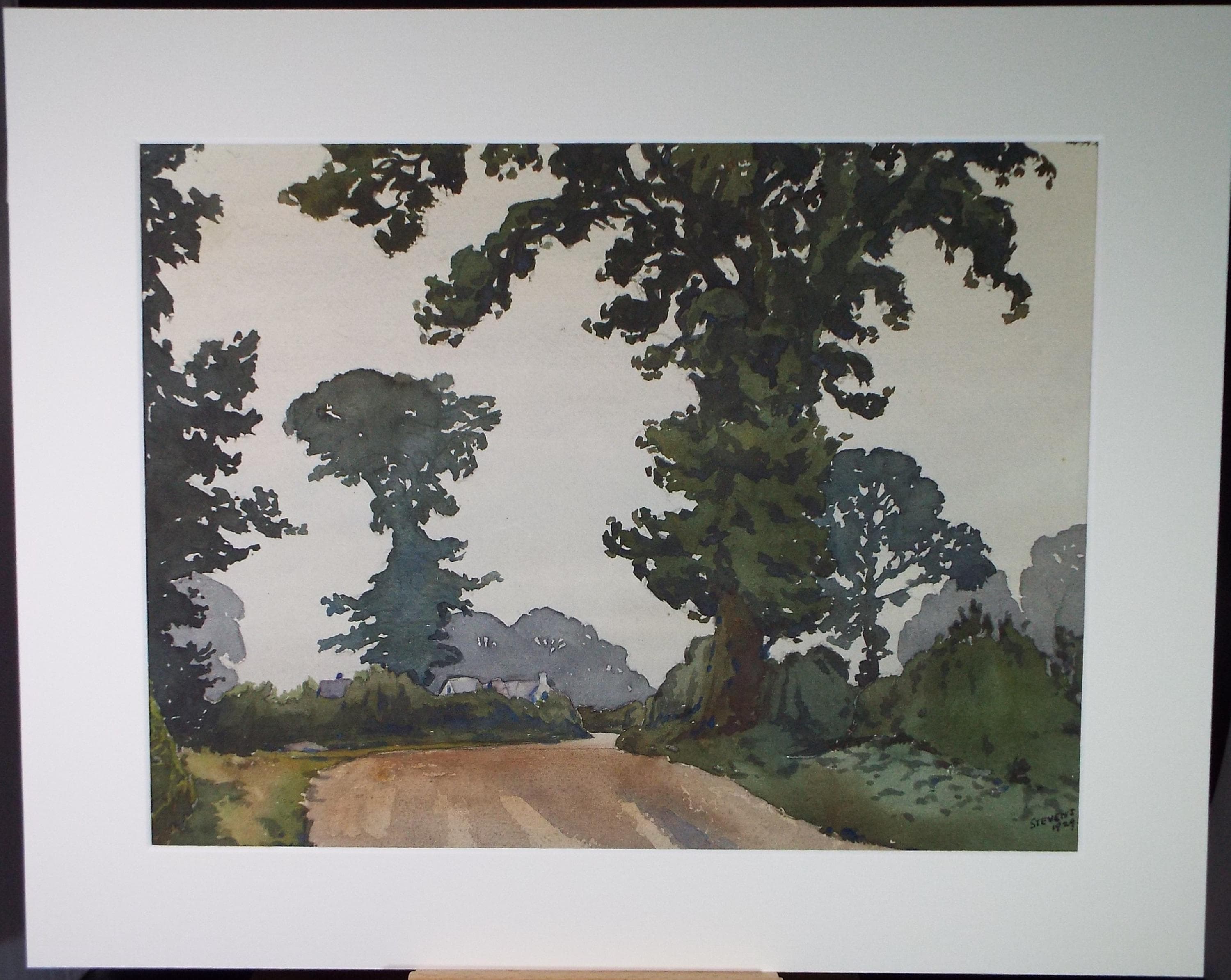 Original Watercolour, 'Near Friston, Suffolk ', Henry Potter Stevens (1875-1965) Dated 1929