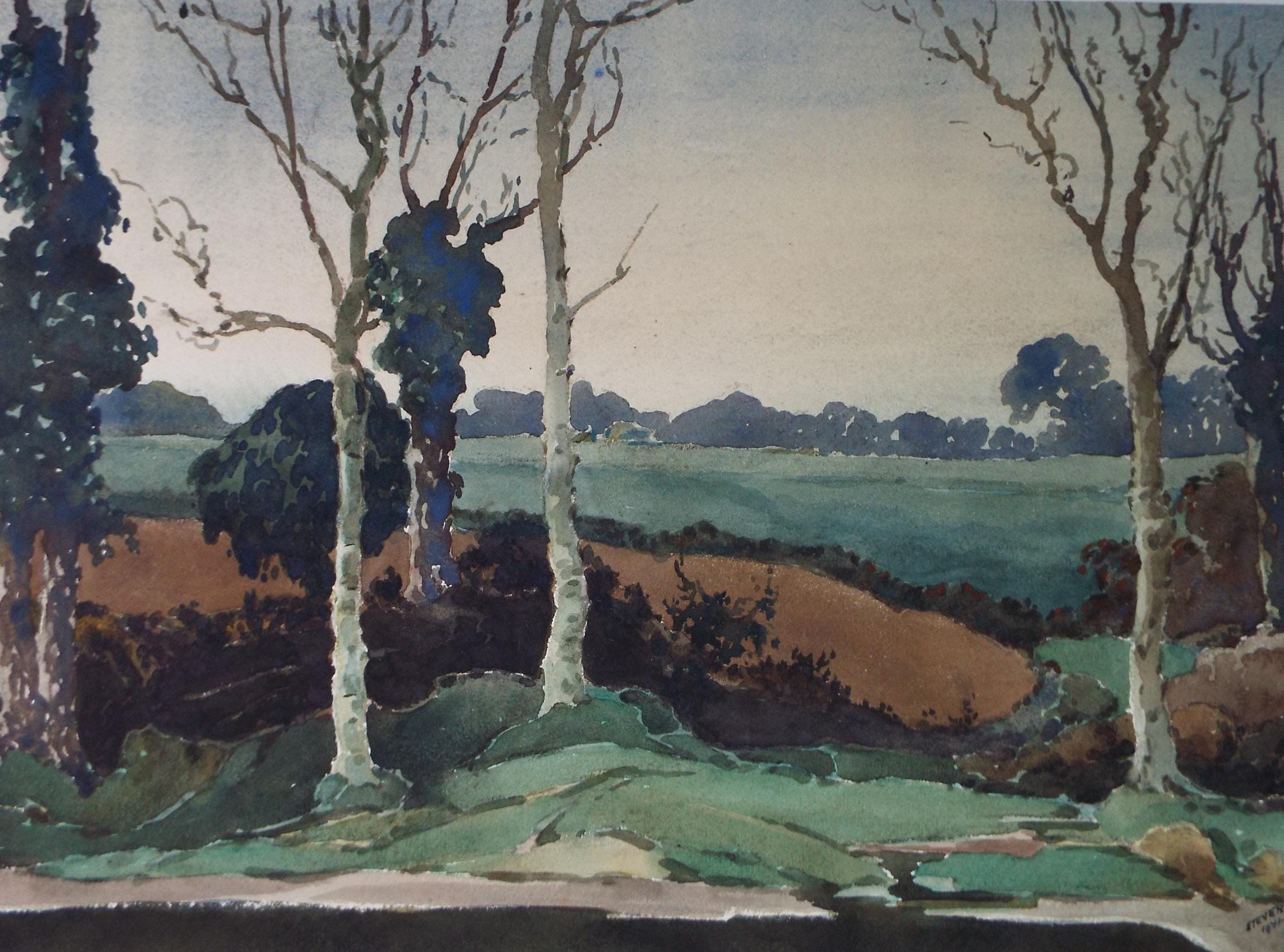 Original Watercolour, 'Spexhall Pond', Henry Potter Stevens (1875-1965) Dated 1941