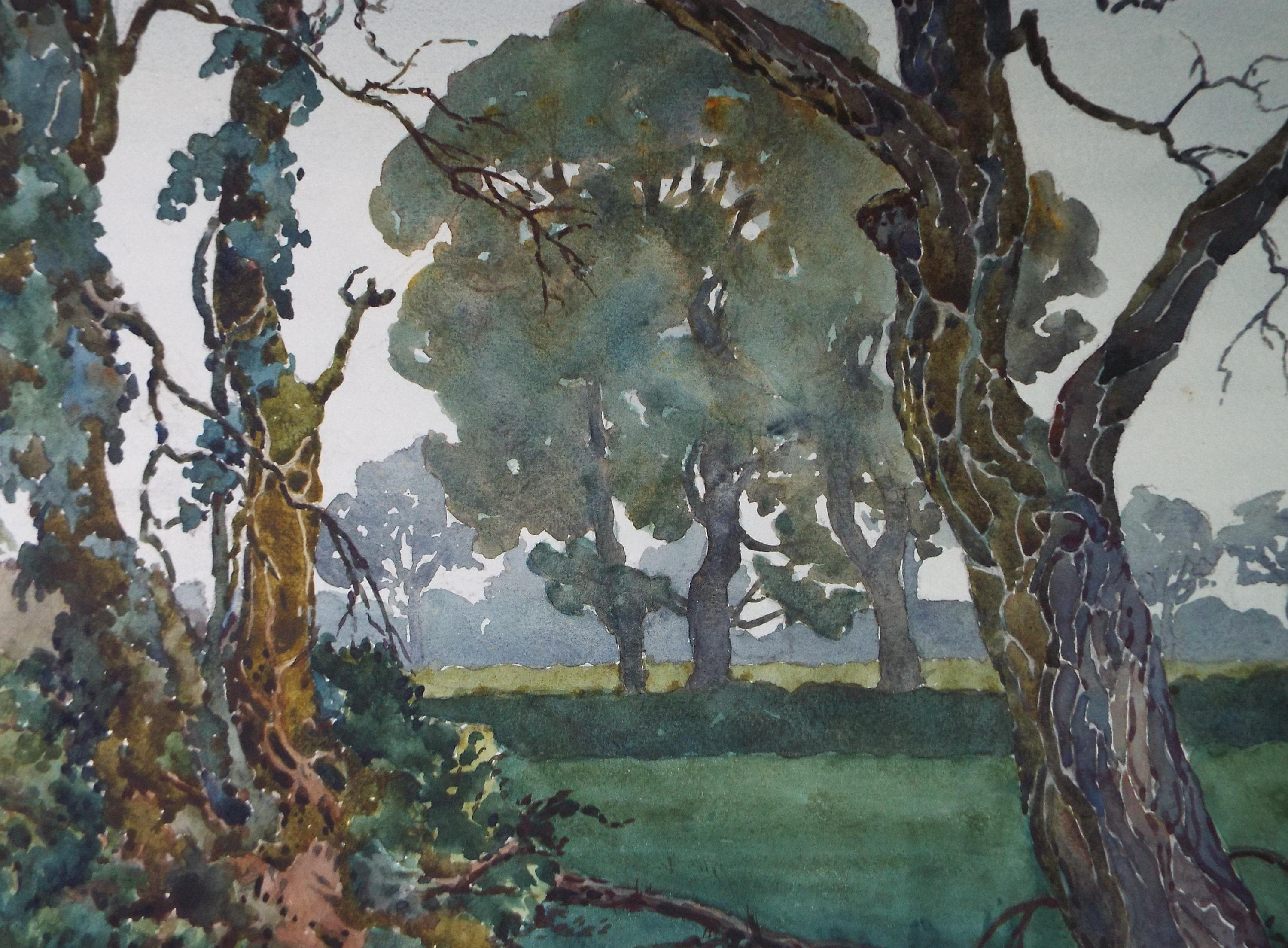 Original Watercolour, 'Woodland Scene', Henry Potter Stevens (1875-1965) Dated 1957
