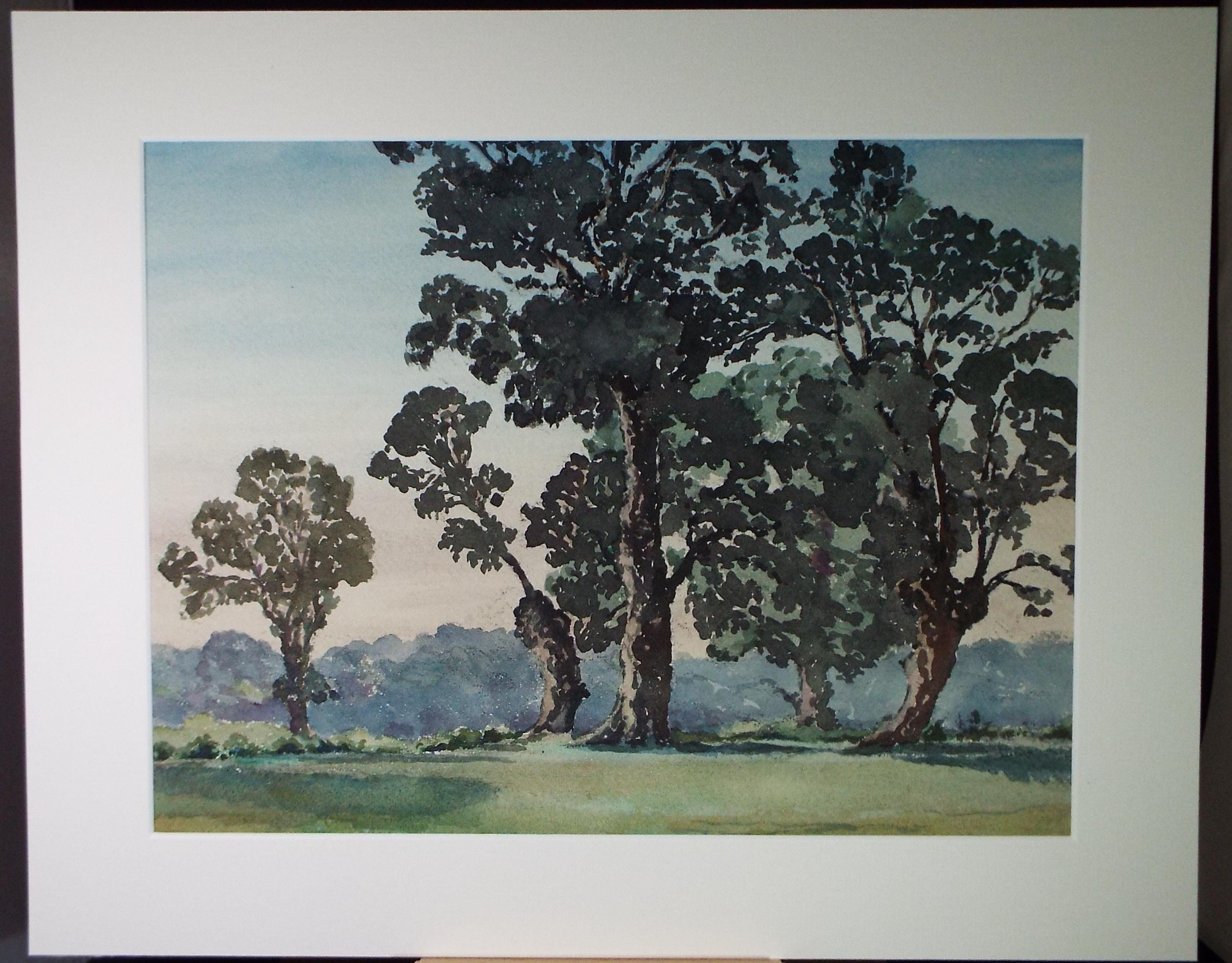 Original Watercolour, 'Trees in a Landscape', Henry Potter Stevens (1875-1965) Dated 1959