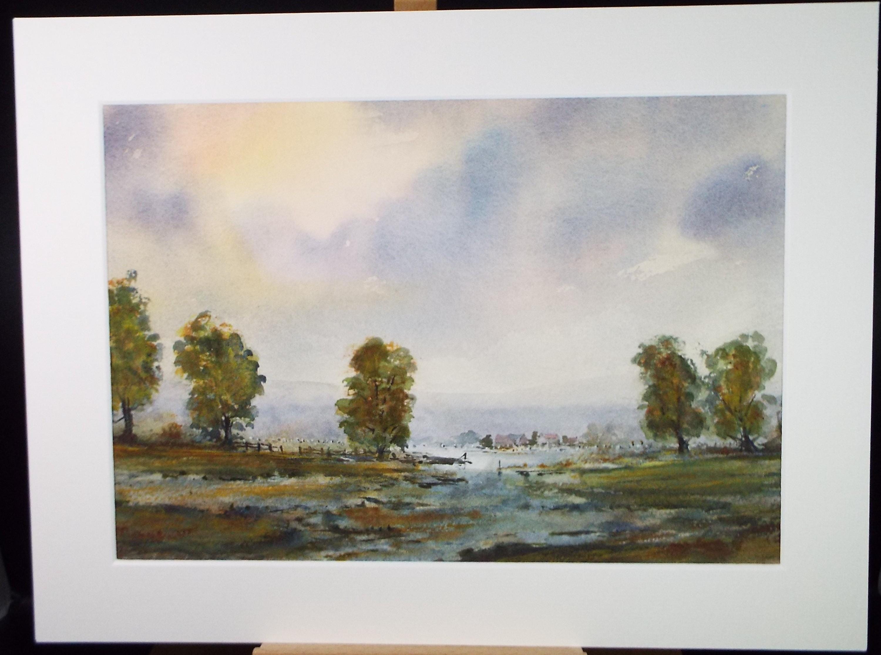 Original Watercolour, 'Distant Farm', Peter Grimer, Dated 2004